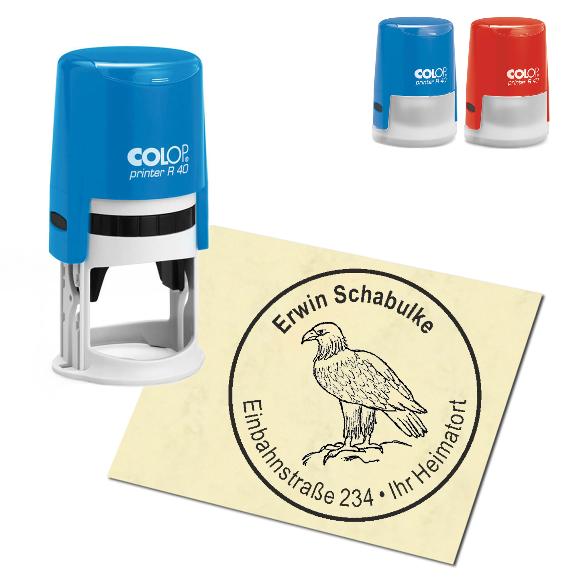 Stempel Adressstempel personalisiert - Seeadler - rund &empty; 40mm