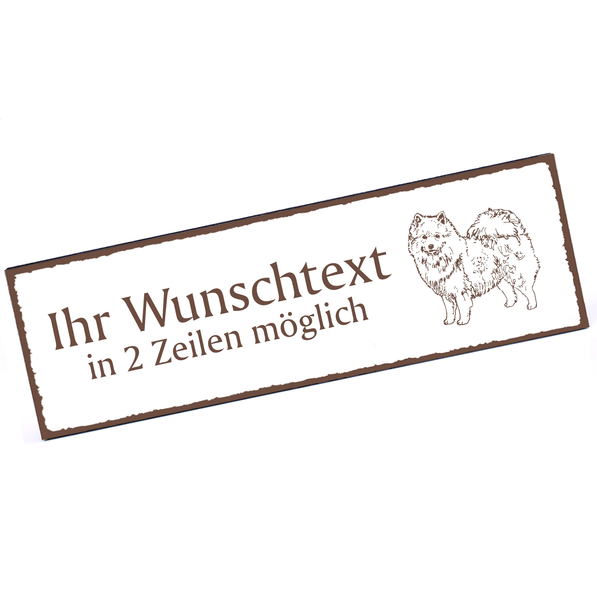 Türschild American Eskimo Dog  Namensschild personalisiert mit Gravur - 150mm x 50mm - selbstklebend