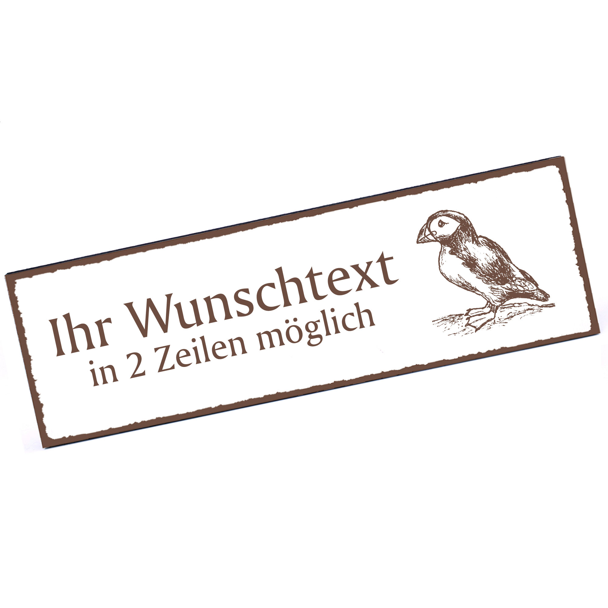 Türschild Papageitaucher Puffin  Namensschild personalisiert mit Gravur - 150mm x 50mm - selbstklebe