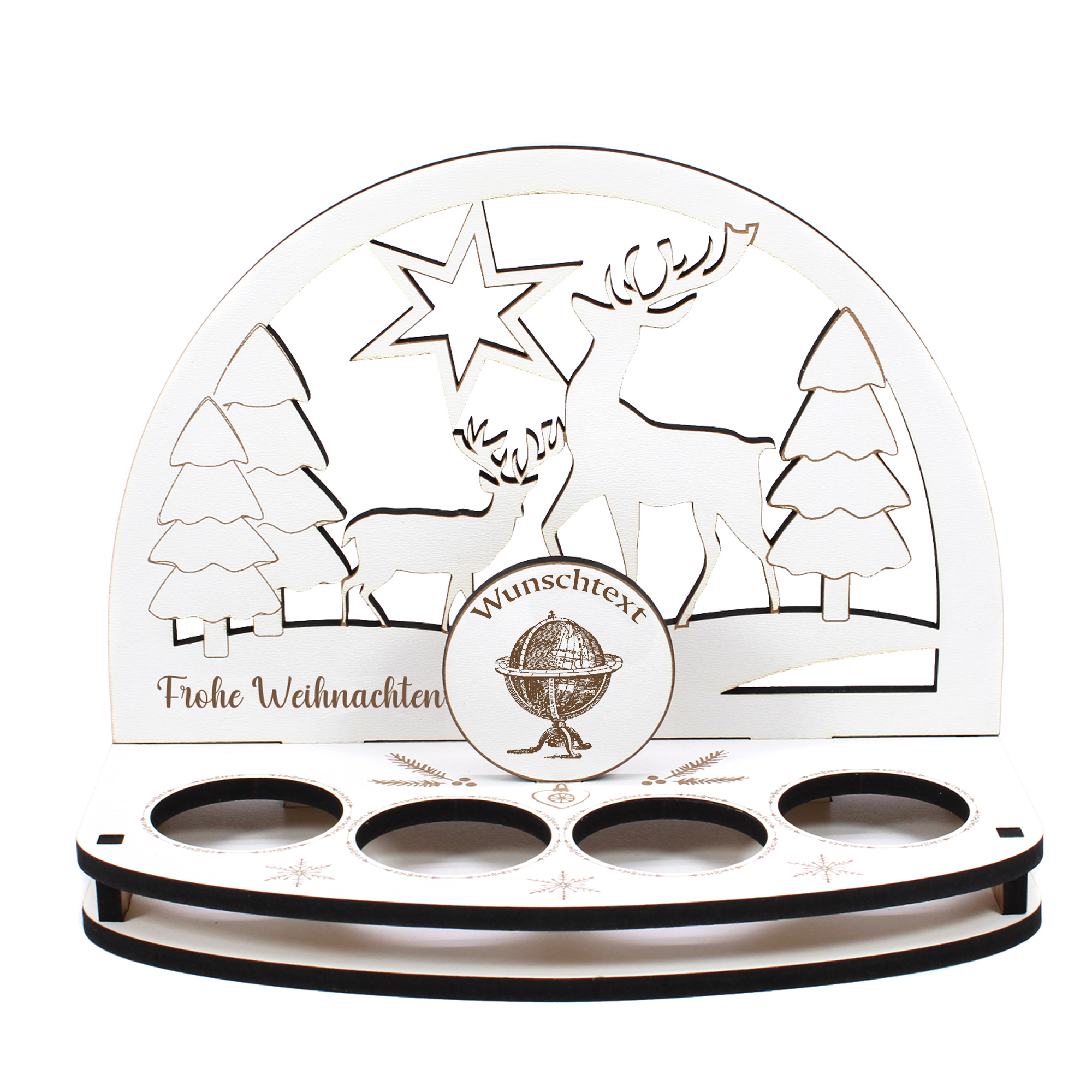 Deko Schwibbogen antiker Globus Teelichthalter personalisiert Weihnachten Weihnachtsdekoration