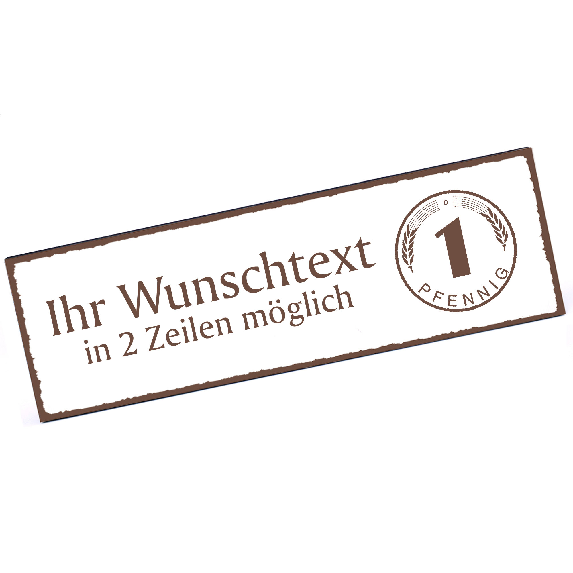 Türschild Pfennig  Namensschild personalisiert mit Gravur - 150mm x 50mm - selbstklebend