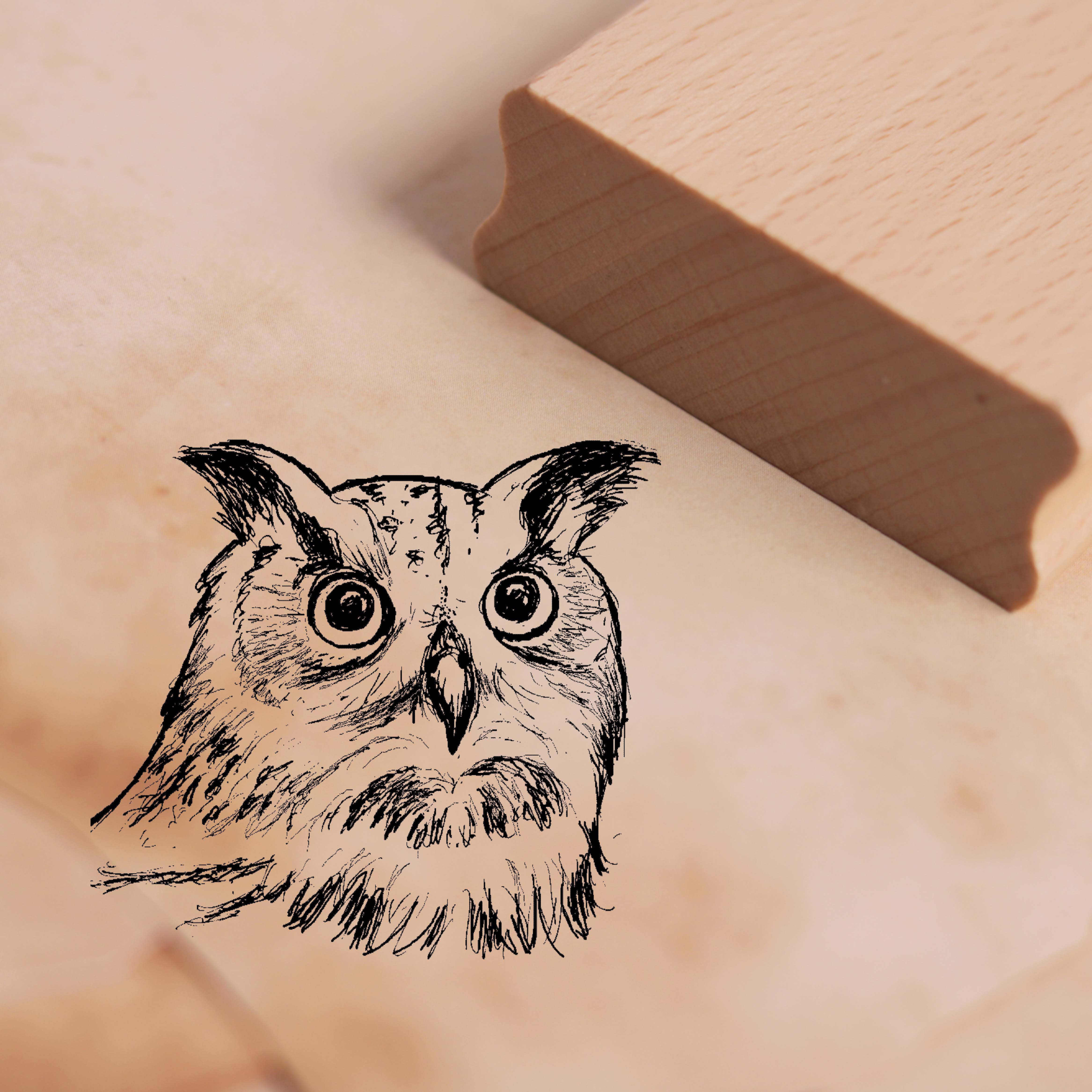 Motivstempel Eule Gesicht Stempel 48 x 45 mm
