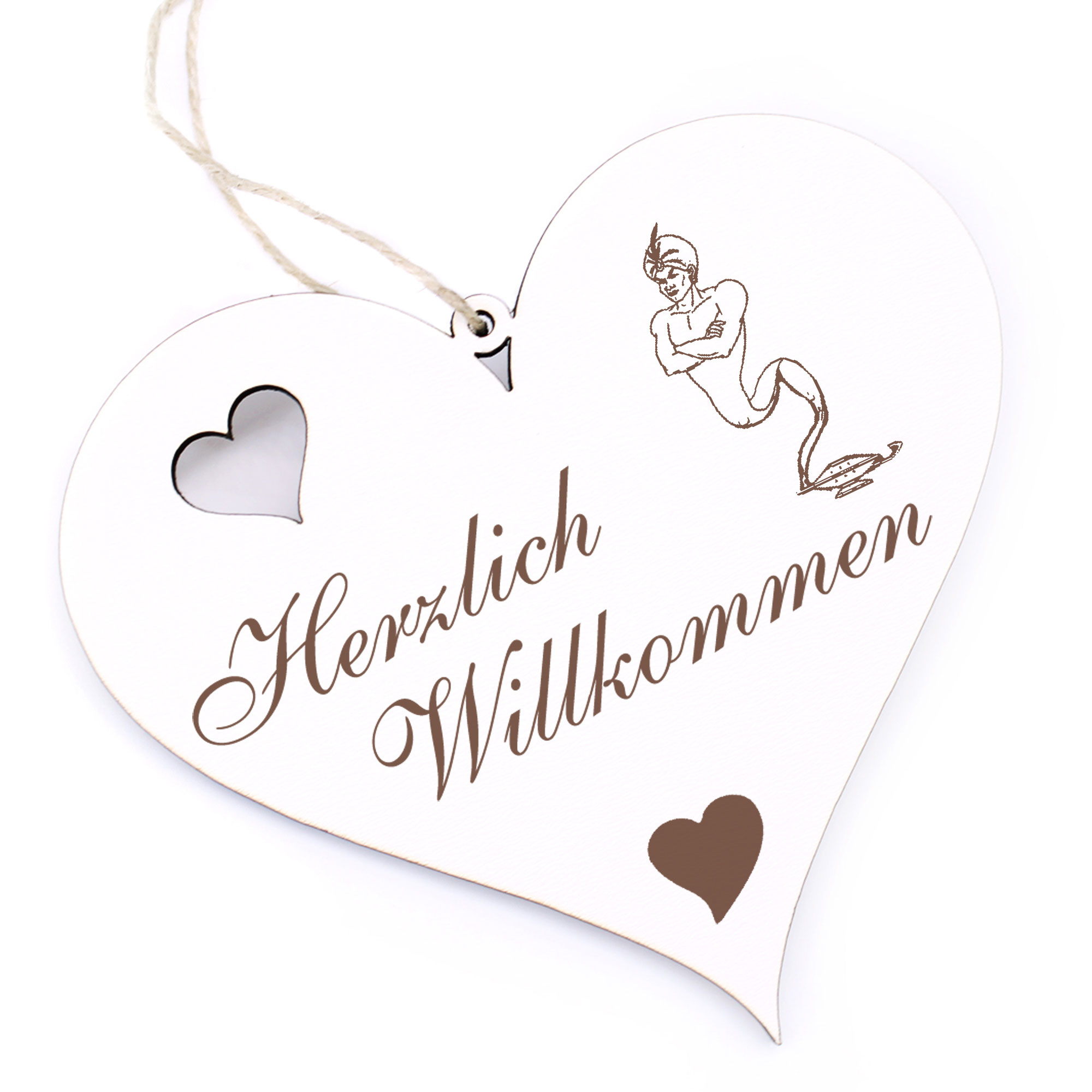 Herzlich Willkommen Schild - Dschinn - Deko Herz Holz