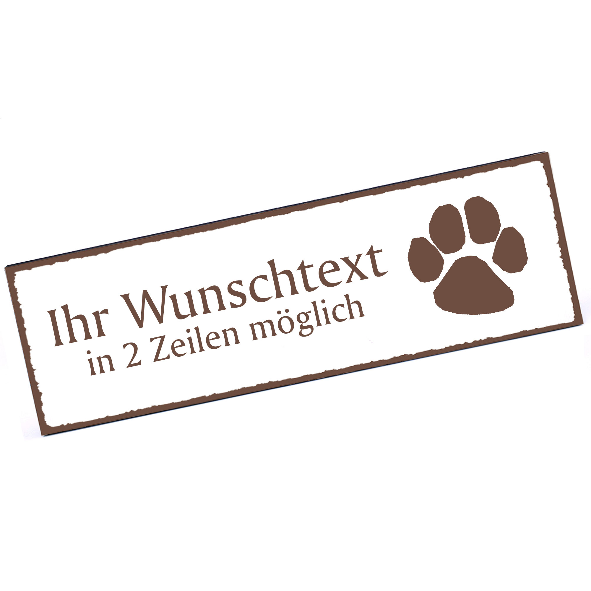Türschild Tatze  Namensschild personalisiert mit Gravur - 150mm x 50mm - selbstklebend