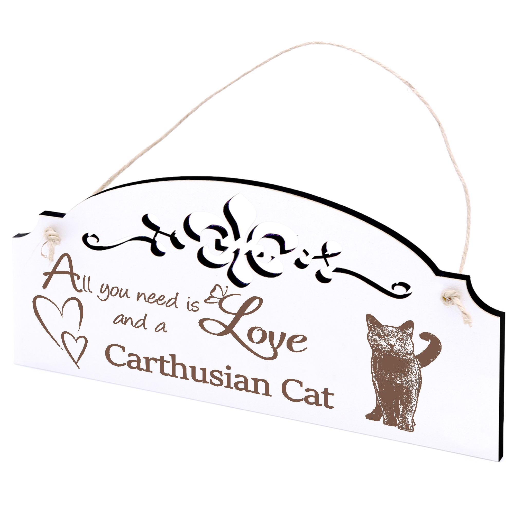 Schild Kartäuser Katze Deko 20x10cm - All you need is Love and a Carthusian Cat - Holz