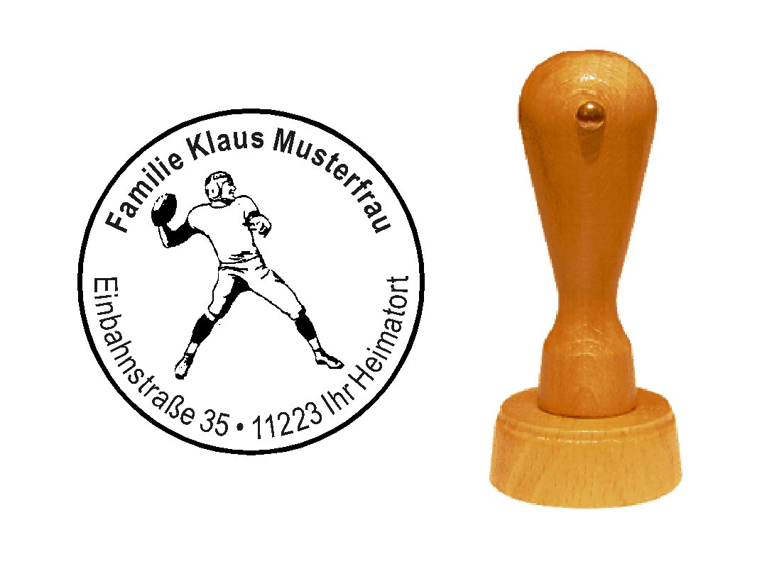 « American Football » Holzstempel mit persönlichem Wunschtext
