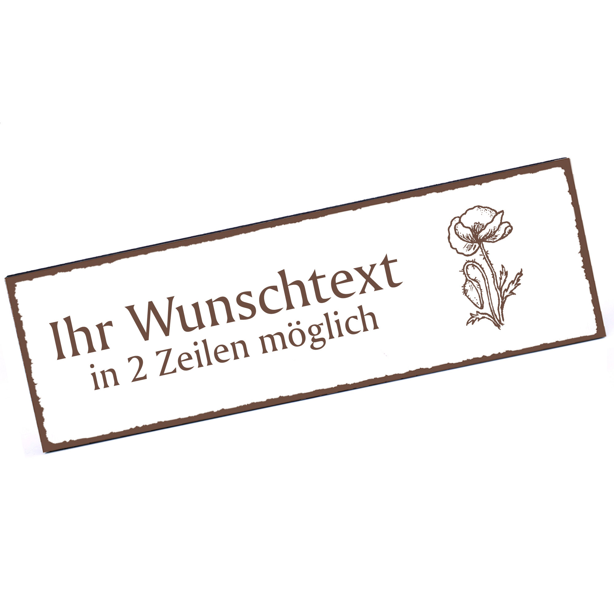 Türschild Mohn  Namensschild personalisiert mit Gravur - 150mm x 50mm - selbstklebend