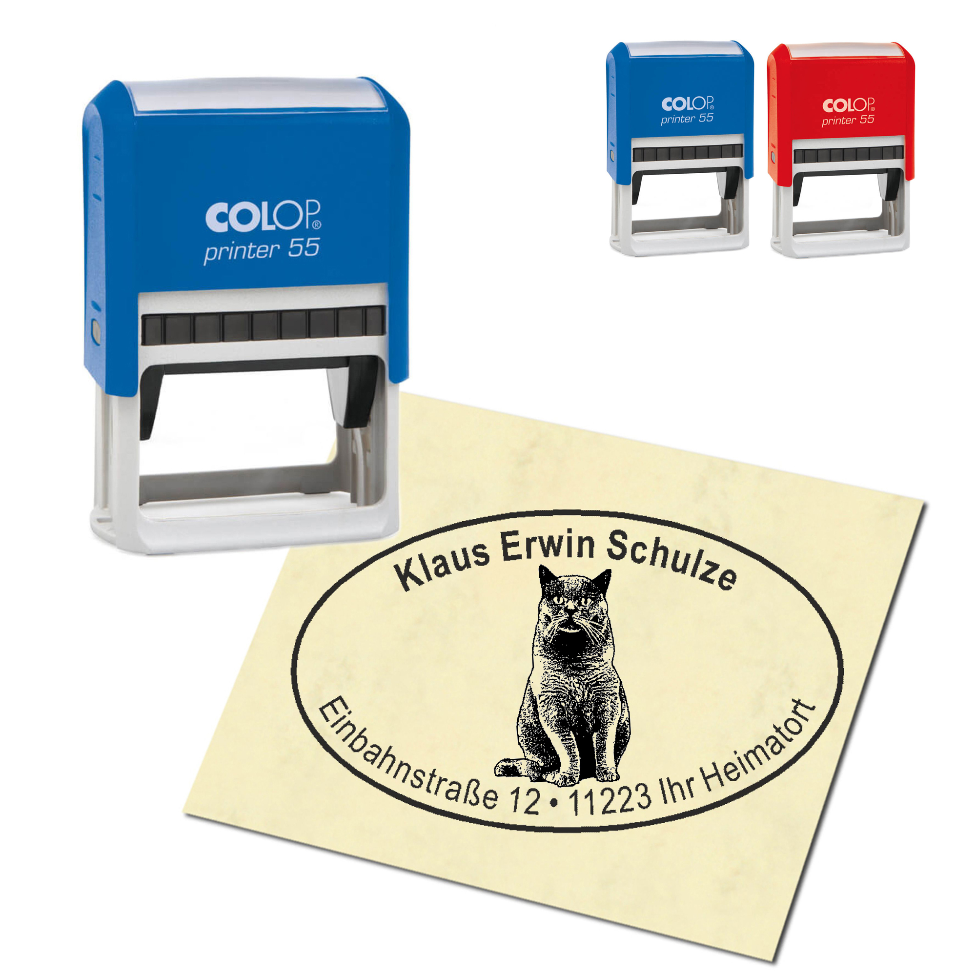 Adressstempel personalisiert Stempel - BKH Britisch Kurzhaar Katze - oval 59 x 39 mm