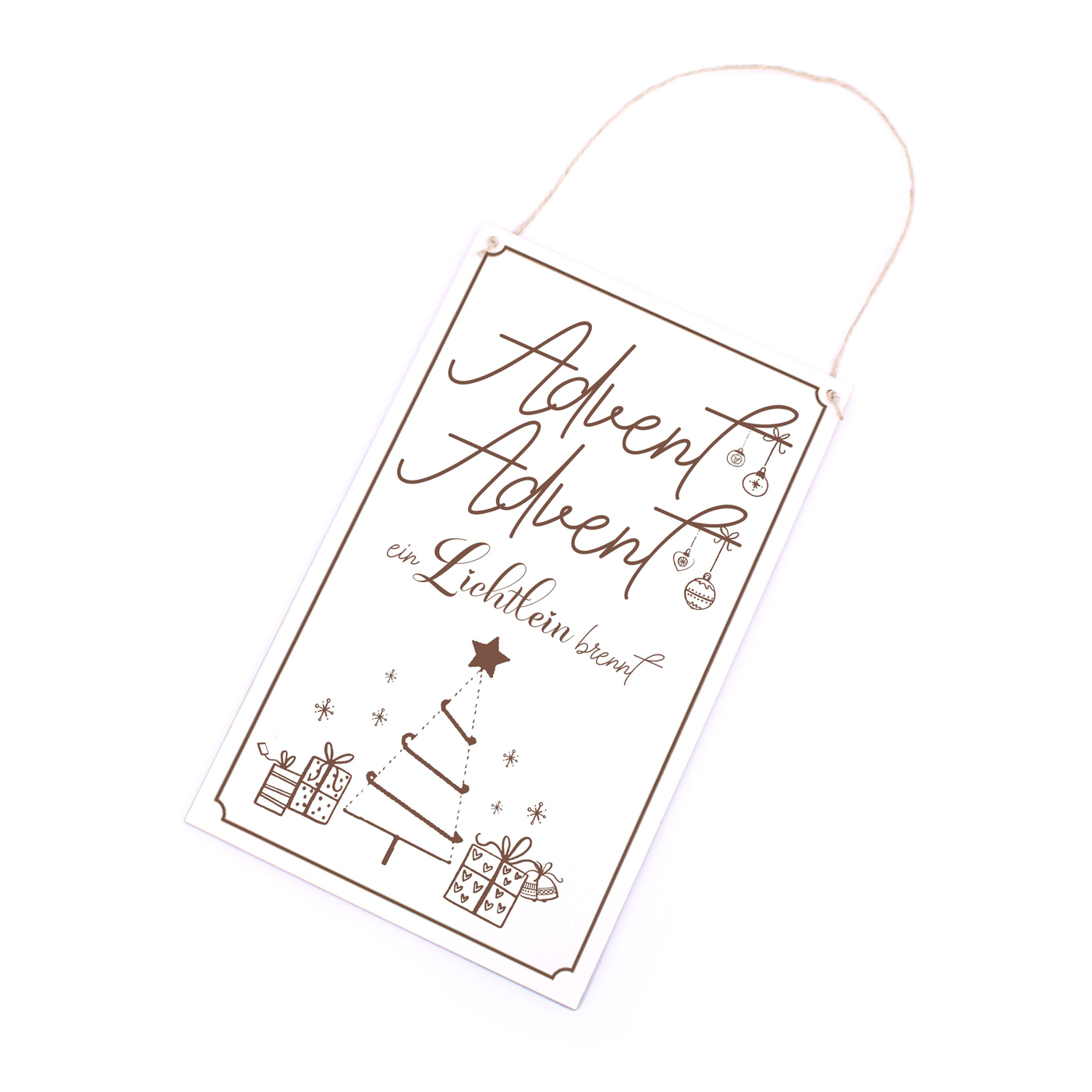 Weihnachten Schild Advent Advent, ein Lichtlein brennt - Tannenbaum Motiv 16x26 cm