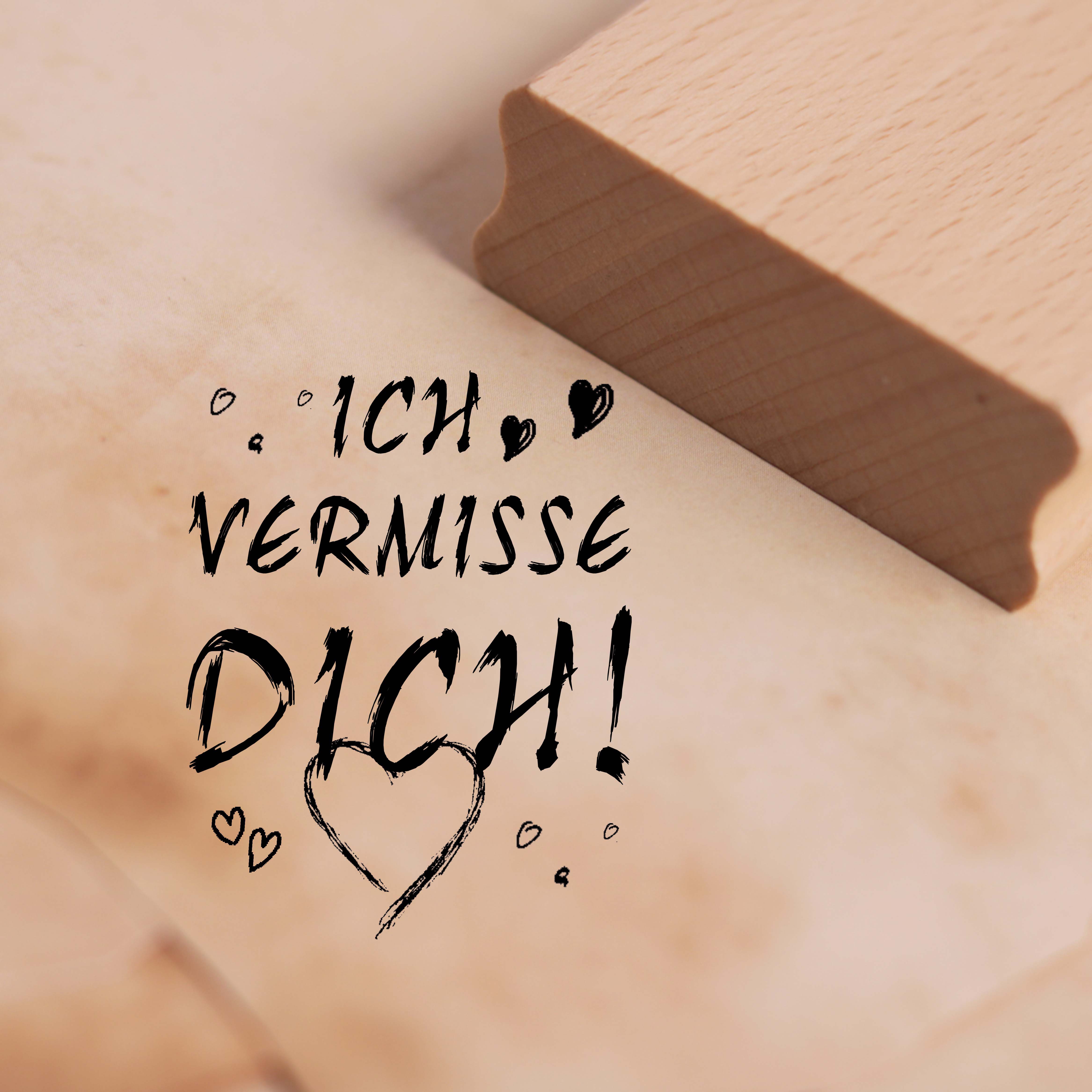Motivstempel Ich vermisse dich Stempel Herzen 38 x 48 mm