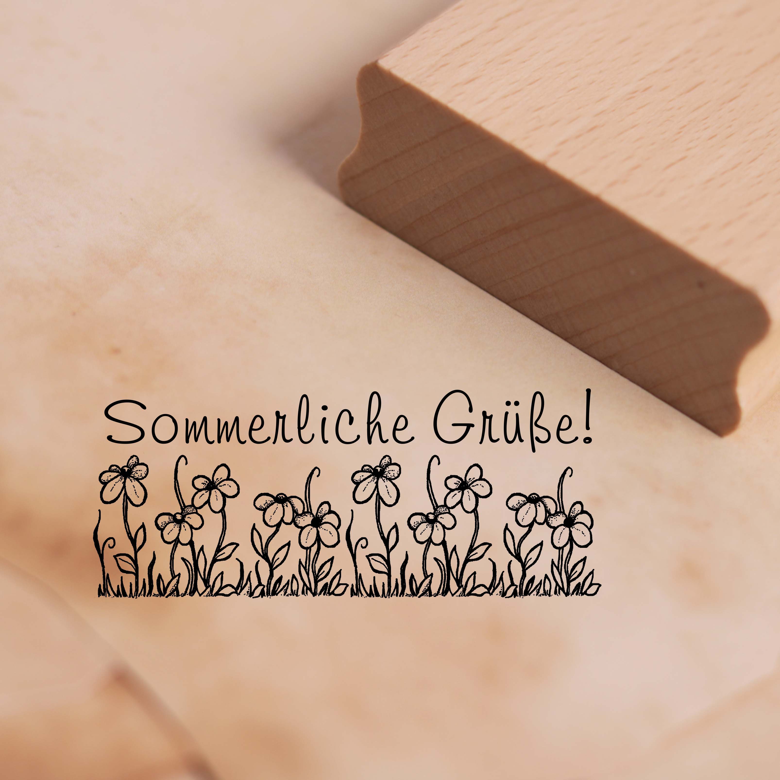 Motivstempel Sommerliche Grüße - Wiesenblumen Sommer Stempel 68 x 28 mm
