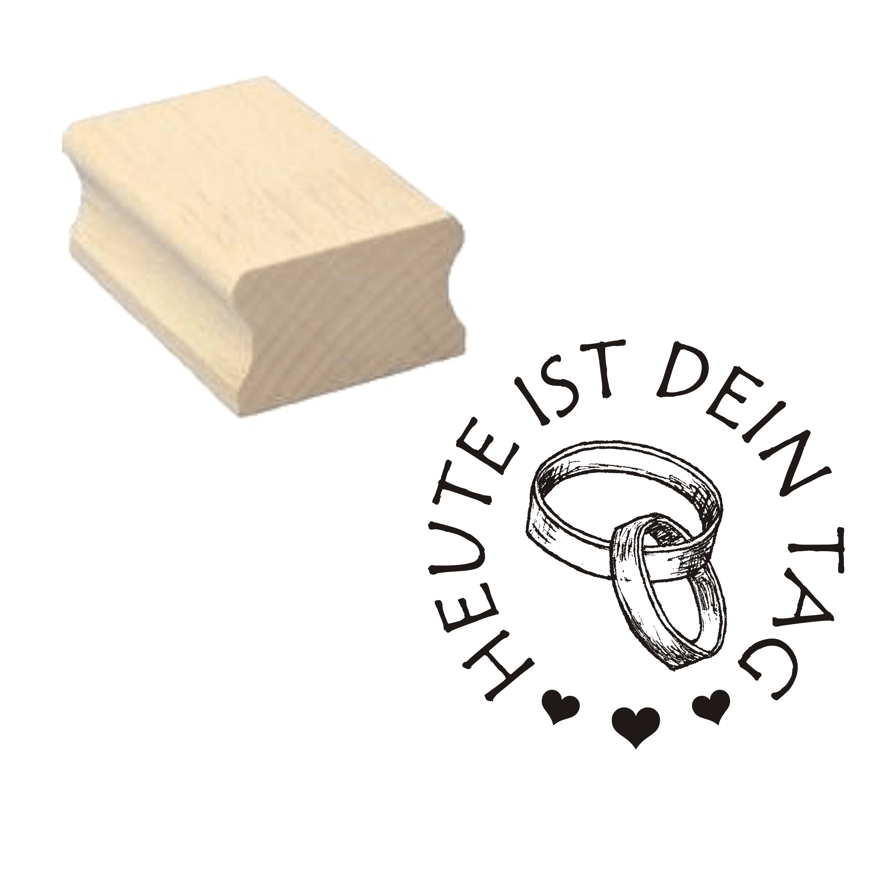 Stempel « Heute ist dein Tag » Herzen Ringe Motivstempel - 40 x 40 mm