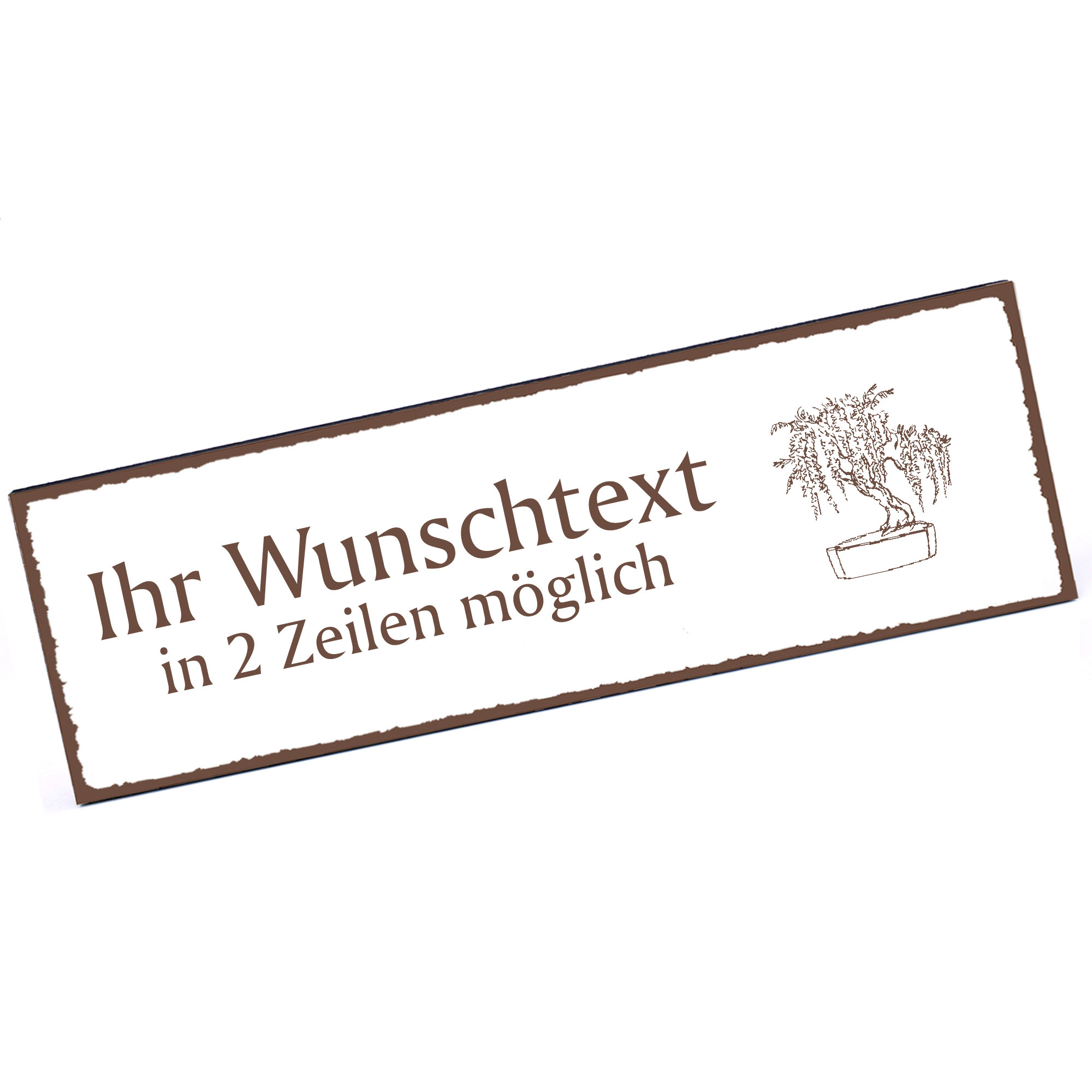 Türschild Bonsai  Namensschild personalisiert mit Gravur - 150mm x 50mm - selbstklebend