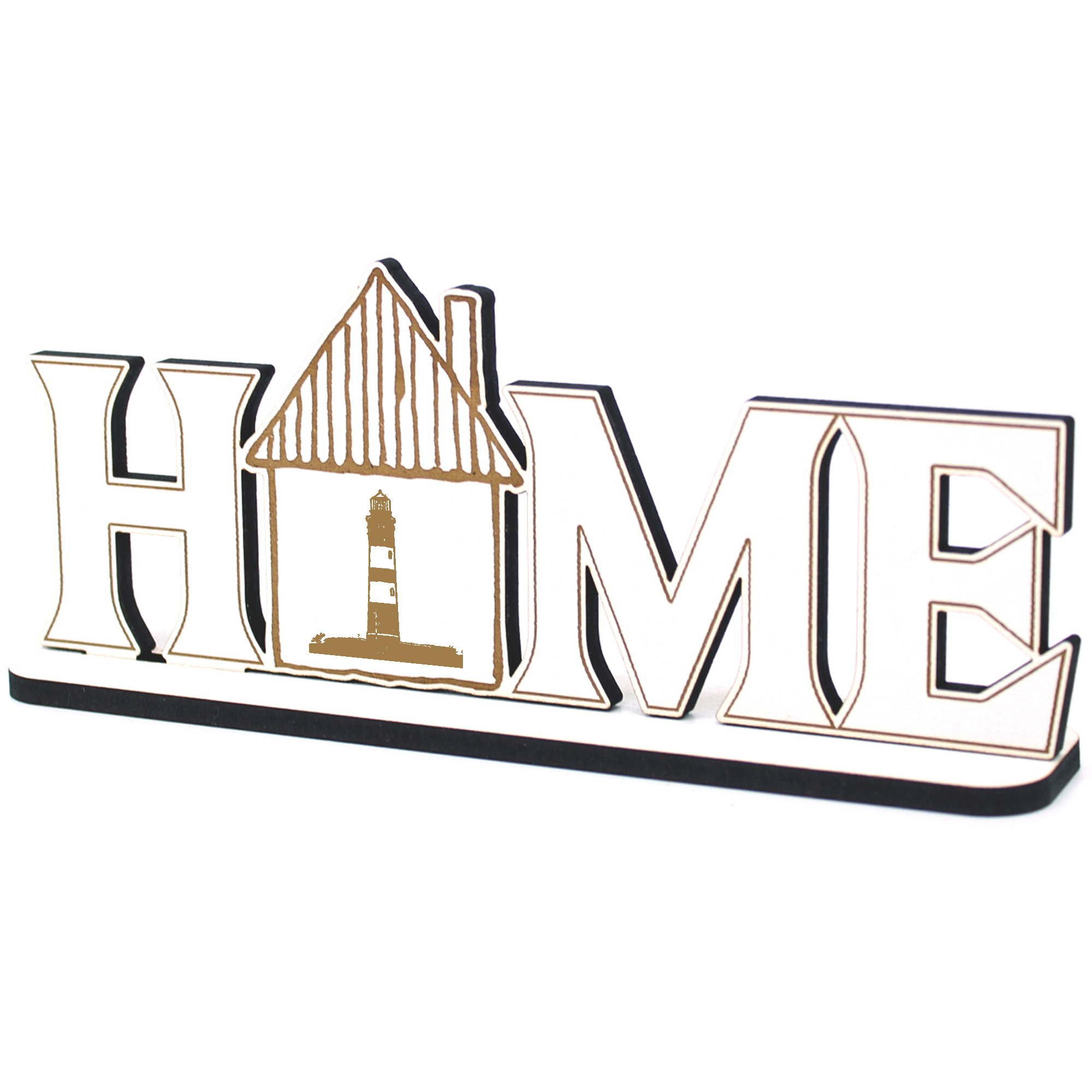 Deko Home Aufsteller Holz - Insel Amrum Leuchtturm - 28x12 cm Holzdeko