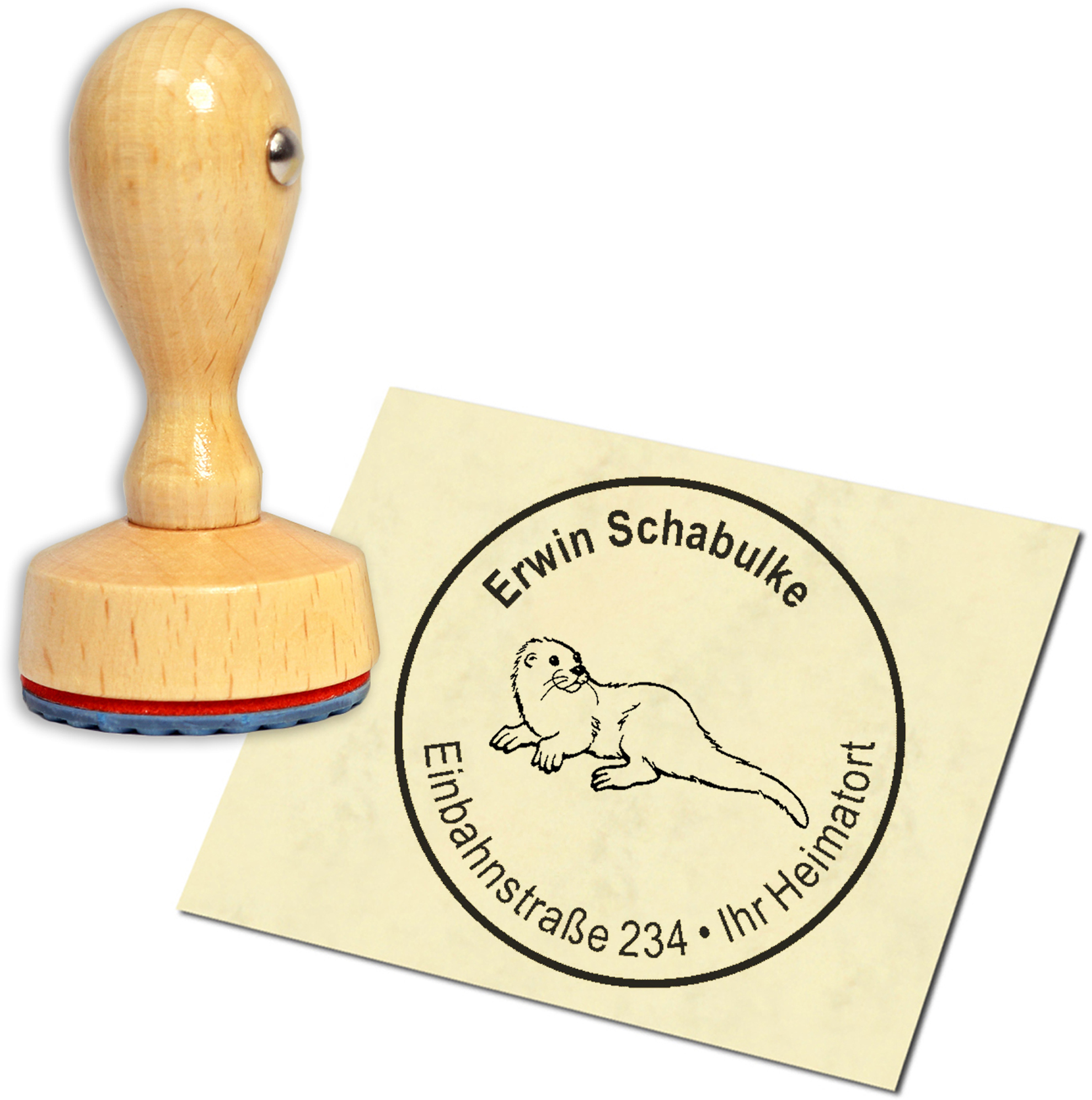 Stempel Adressstempel Holzstempel - Otter - rund 40mm