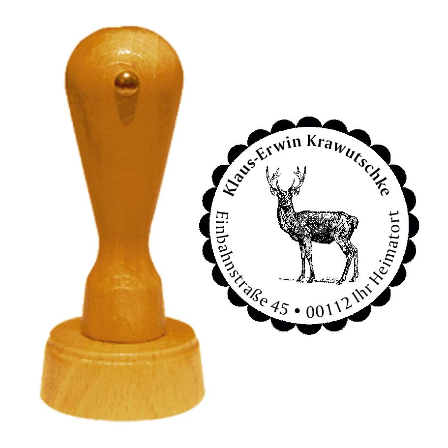 Adressenstempel « HIRSCH 02 » mit persönlichem Wunschtext