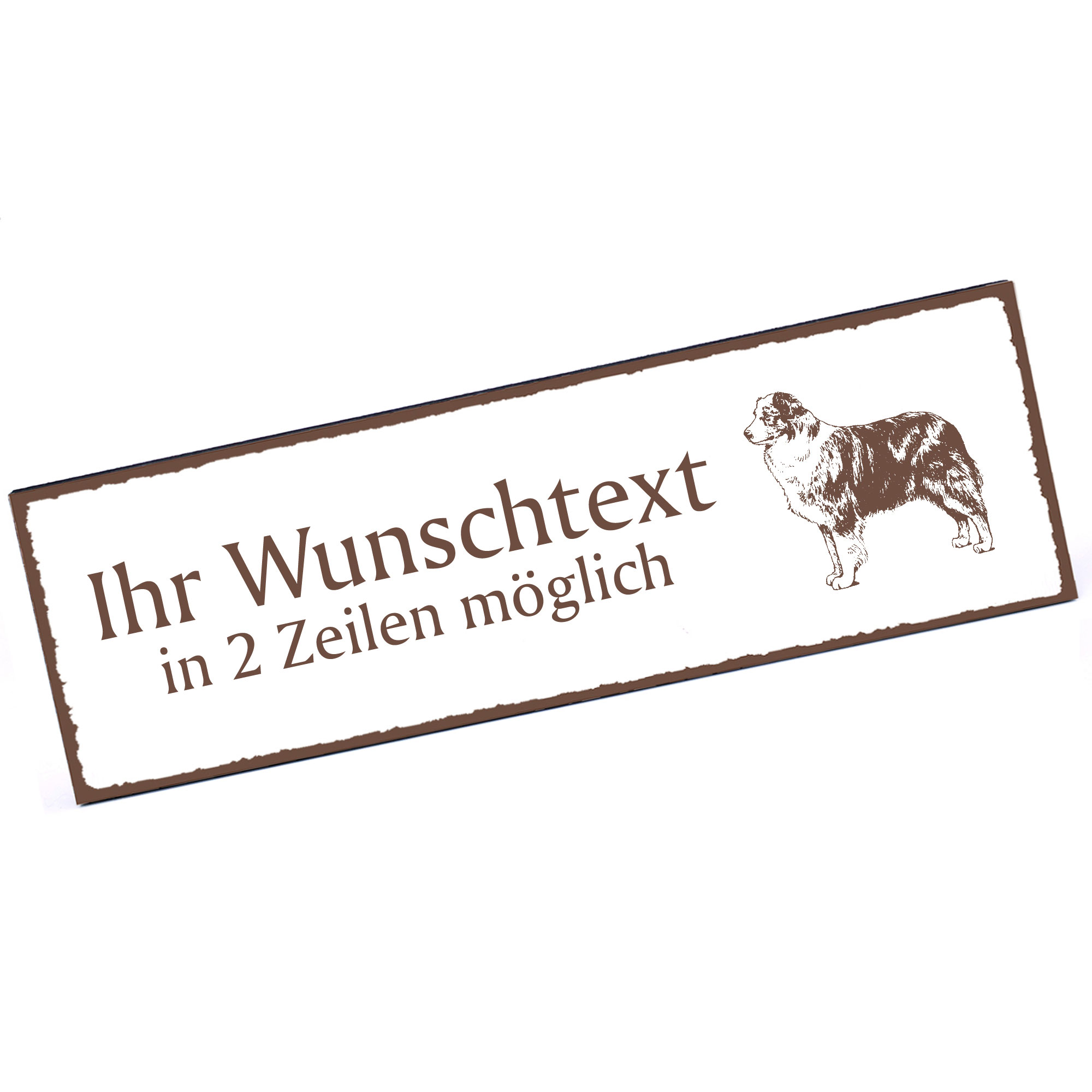 Türschild Australian Shepherd  Namensschild personalisiert mit Gravur - 150mm x 50mm - selbstklebend