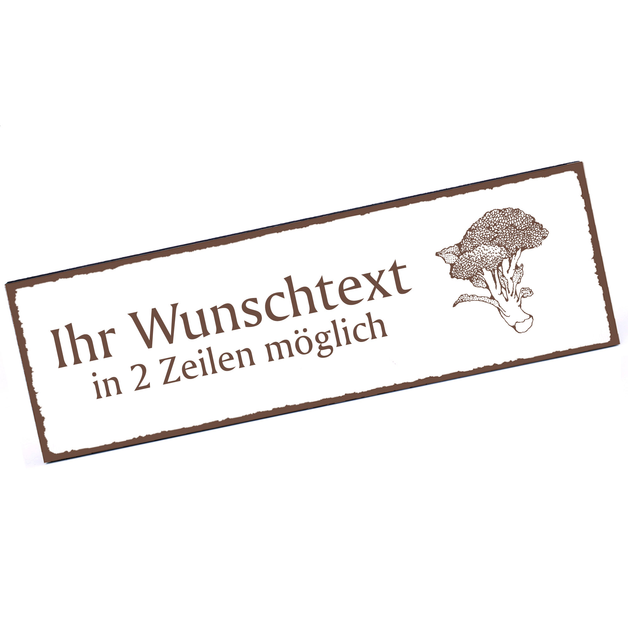 Türschild Brocolli  Namensschild personalisiert mit Gravur - 150mm x 50mm - selbstklebend