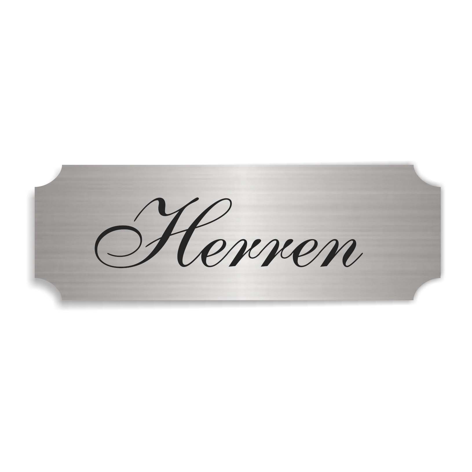 Schild « HERREN » selbstklebend - Aluminium Look - silber