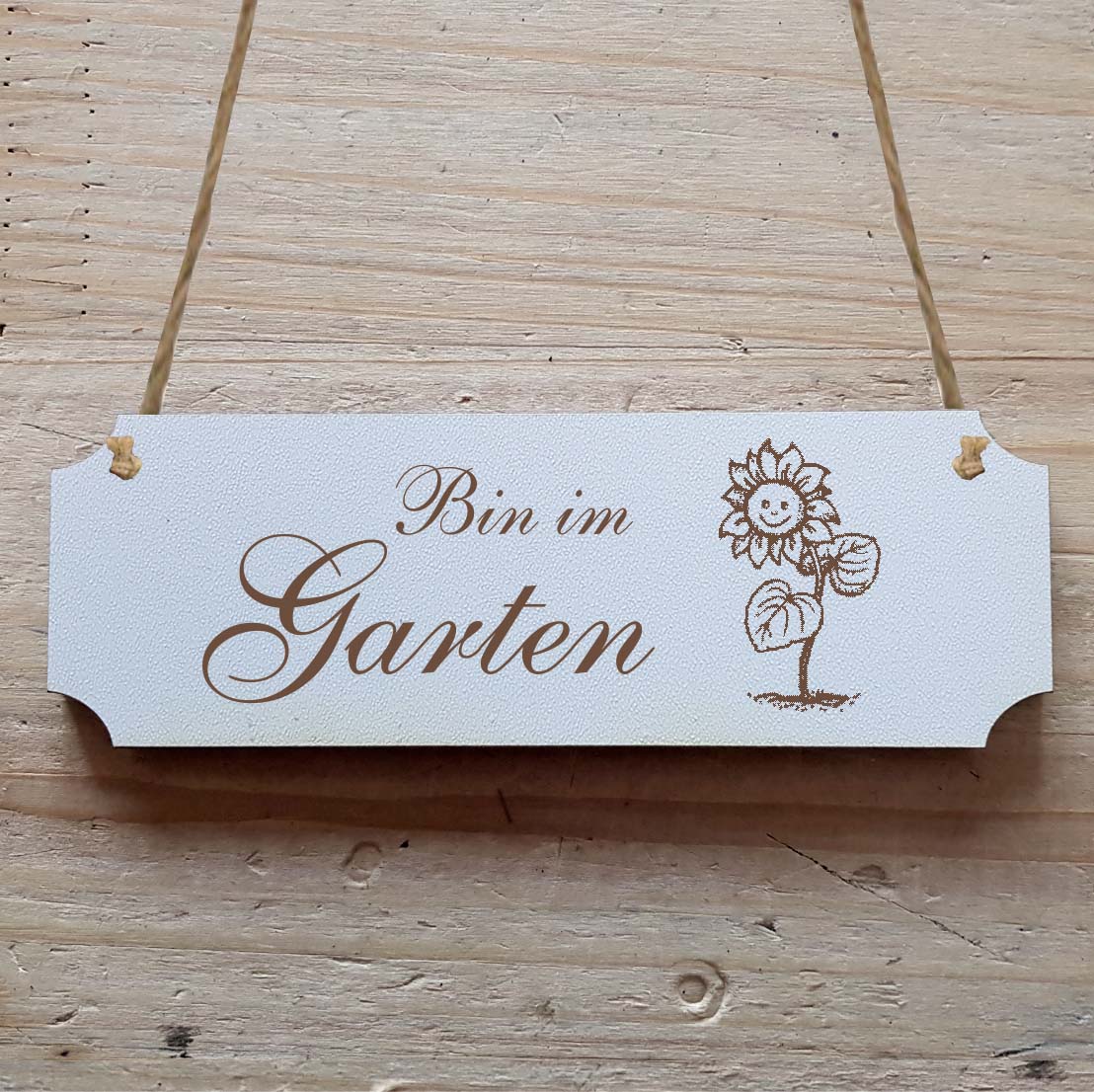 Dekoschild « Bin im Garten »