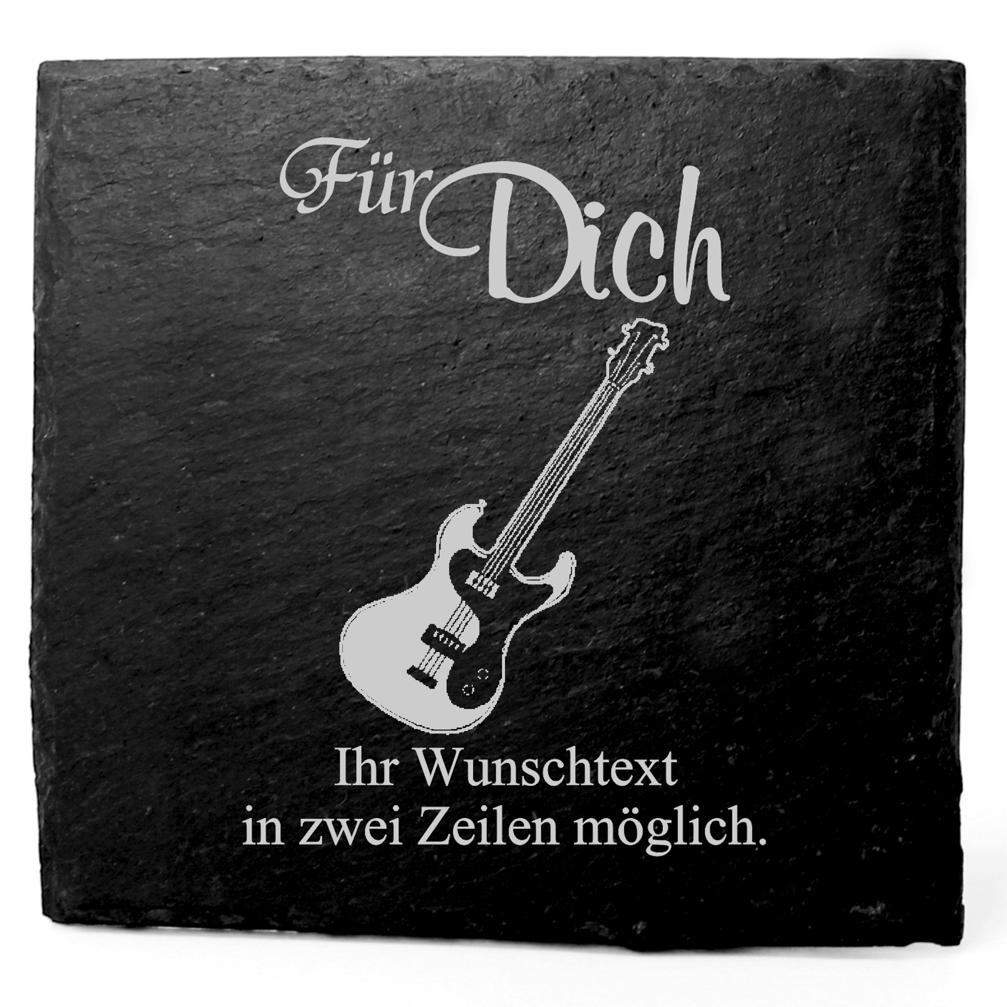 Deko Schiefer Untersetzer personalisiert Bassgitarre - Für Dich - 11x11cm