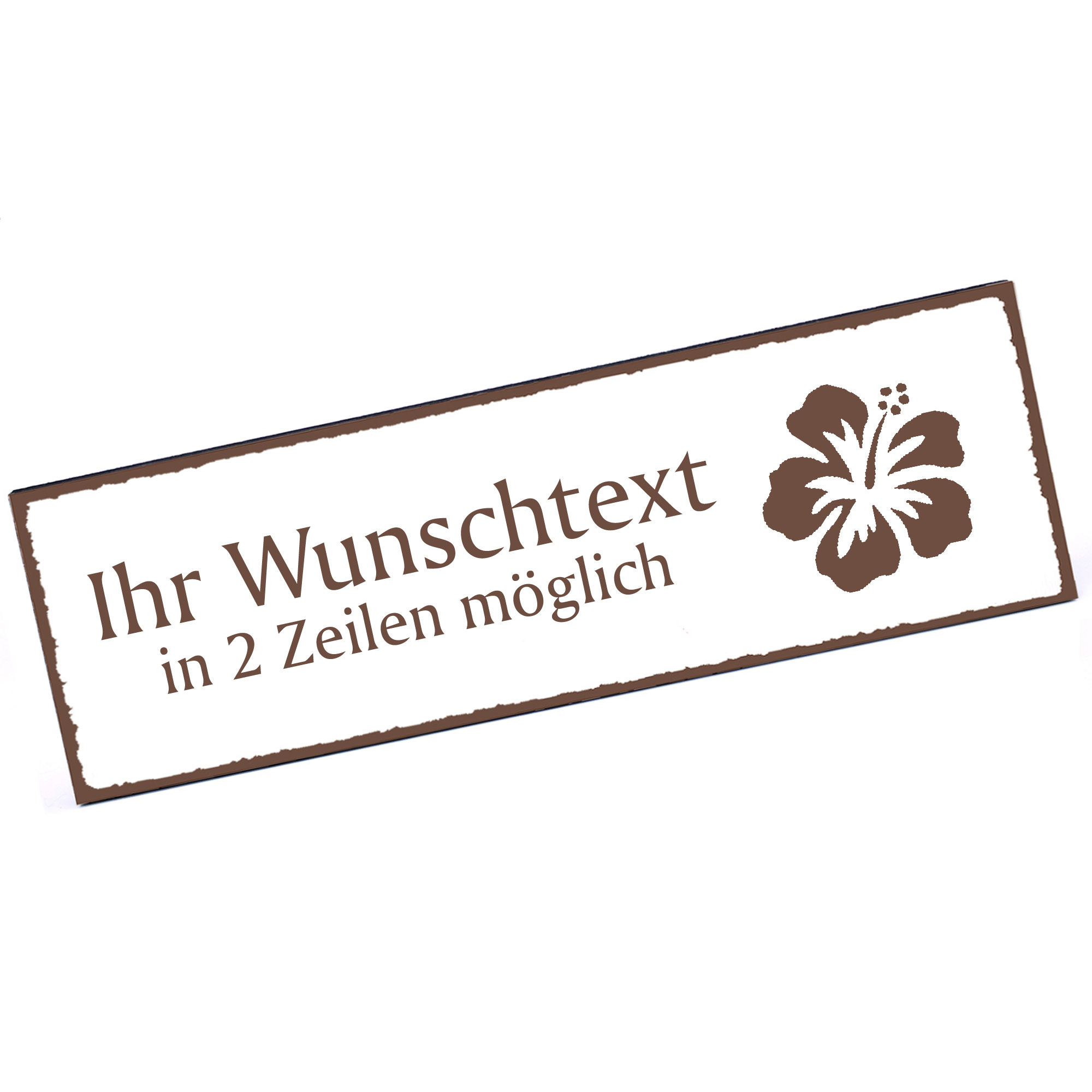 Türschild Hibiskus  Namensschild personalisiert mit Gravur - 150mm x 50mm - selbstklebend