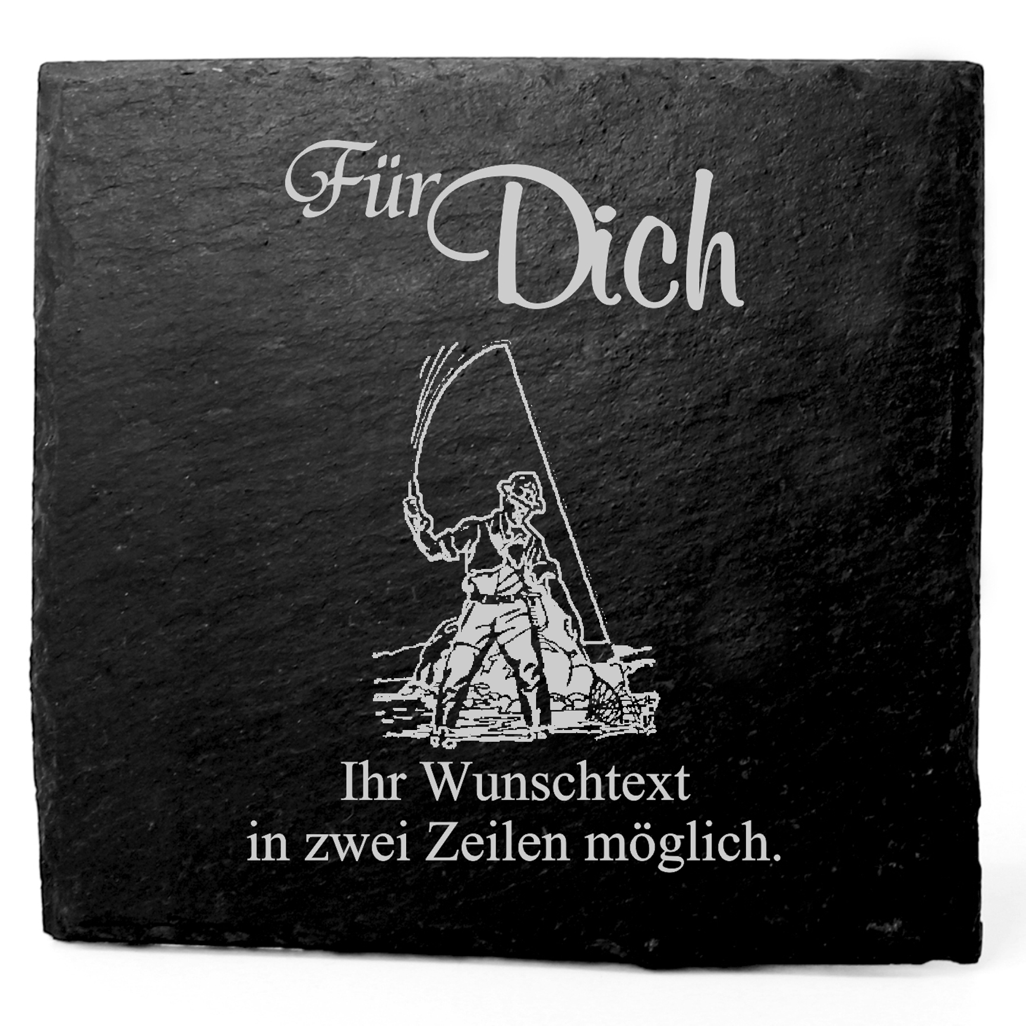 Deko Schiefer Untersetzer personalisiert Fischer - Für Dich - 11x11cm