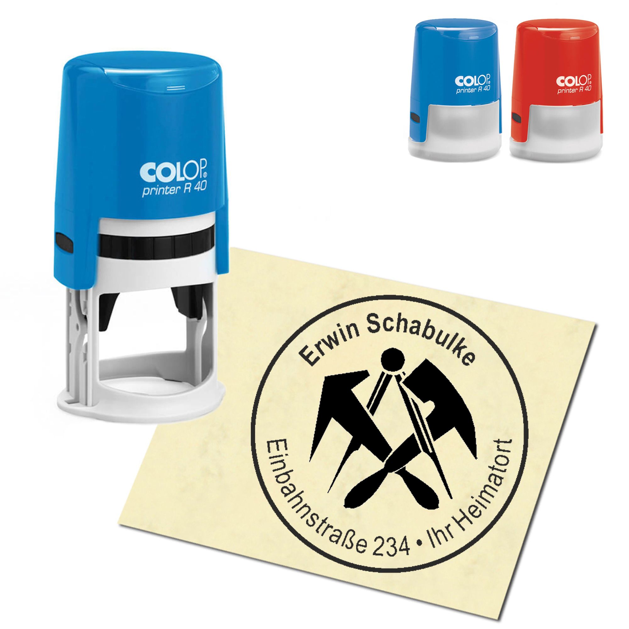 Stempel Adressstempel personalisiert - Dachdecker - rund &empty; 40mm
