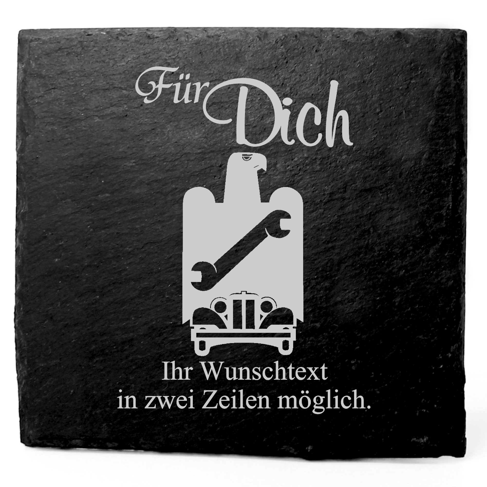 Deko Schiefer Untersetzer personalisiert Mechaniker - Für Dich - 11x11cm