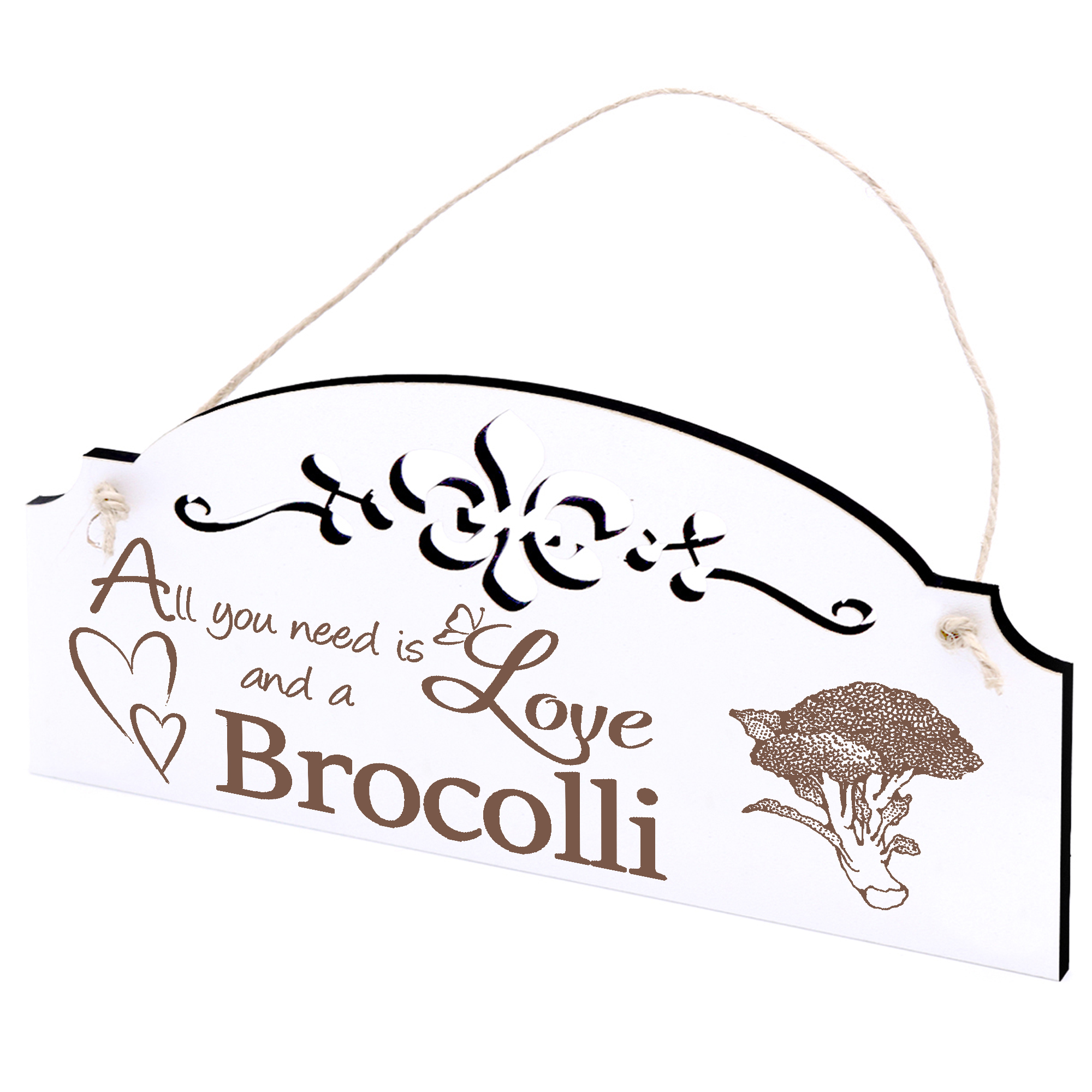 Schild Brocolli Deko 20x10cm - All you need is Love and a Brocolli - Holz