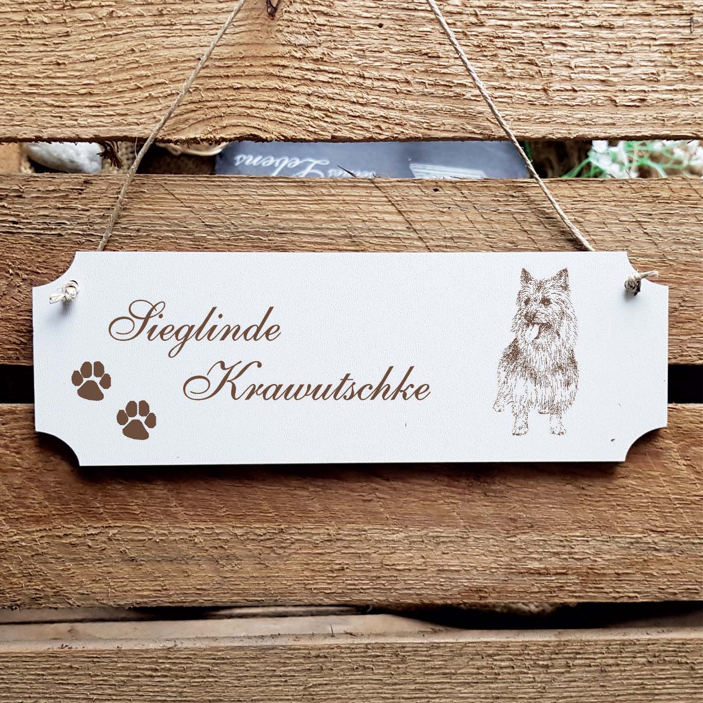 Schild « Australian Terrier » Namensschild Türschild zum Anhängen - 20 x 6,7 cm