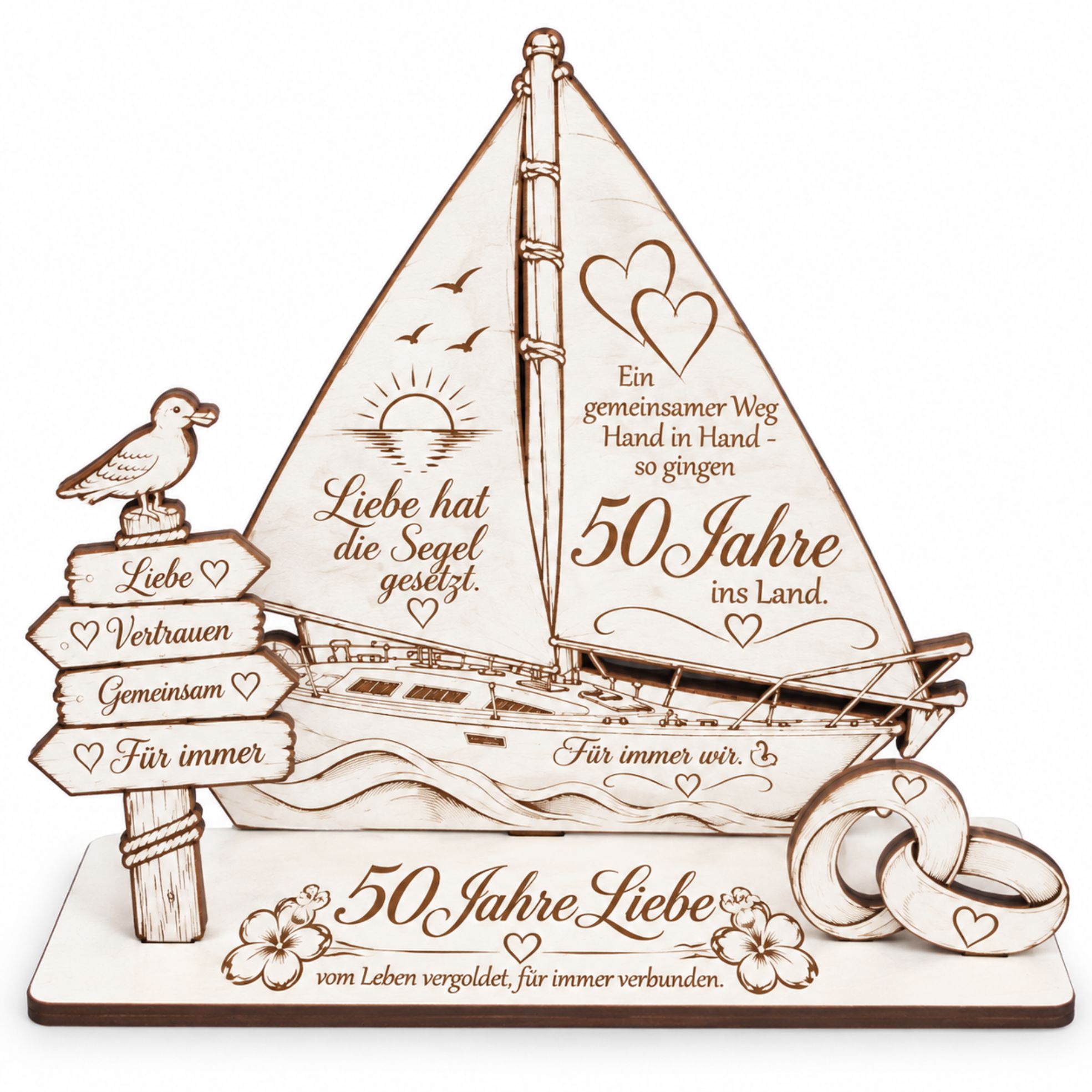 Goldene Hochzeit Geldgeschenk 50. Hochzeitstag Geschenk Schiff 14x11cm