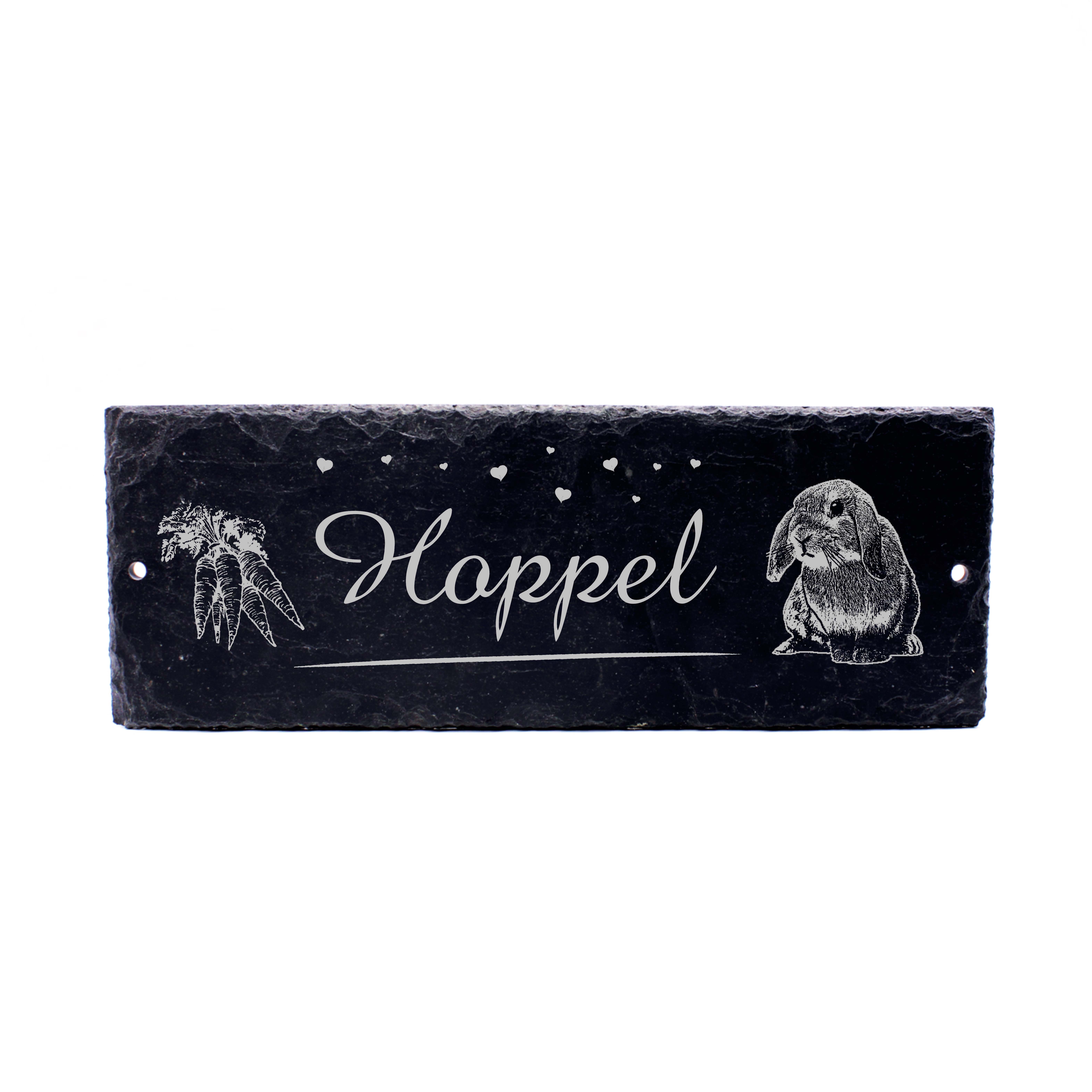 Zwergkaninchen Häschen Hasenstall Schild Namensschild Schiefer Gravur mit Personalisierung