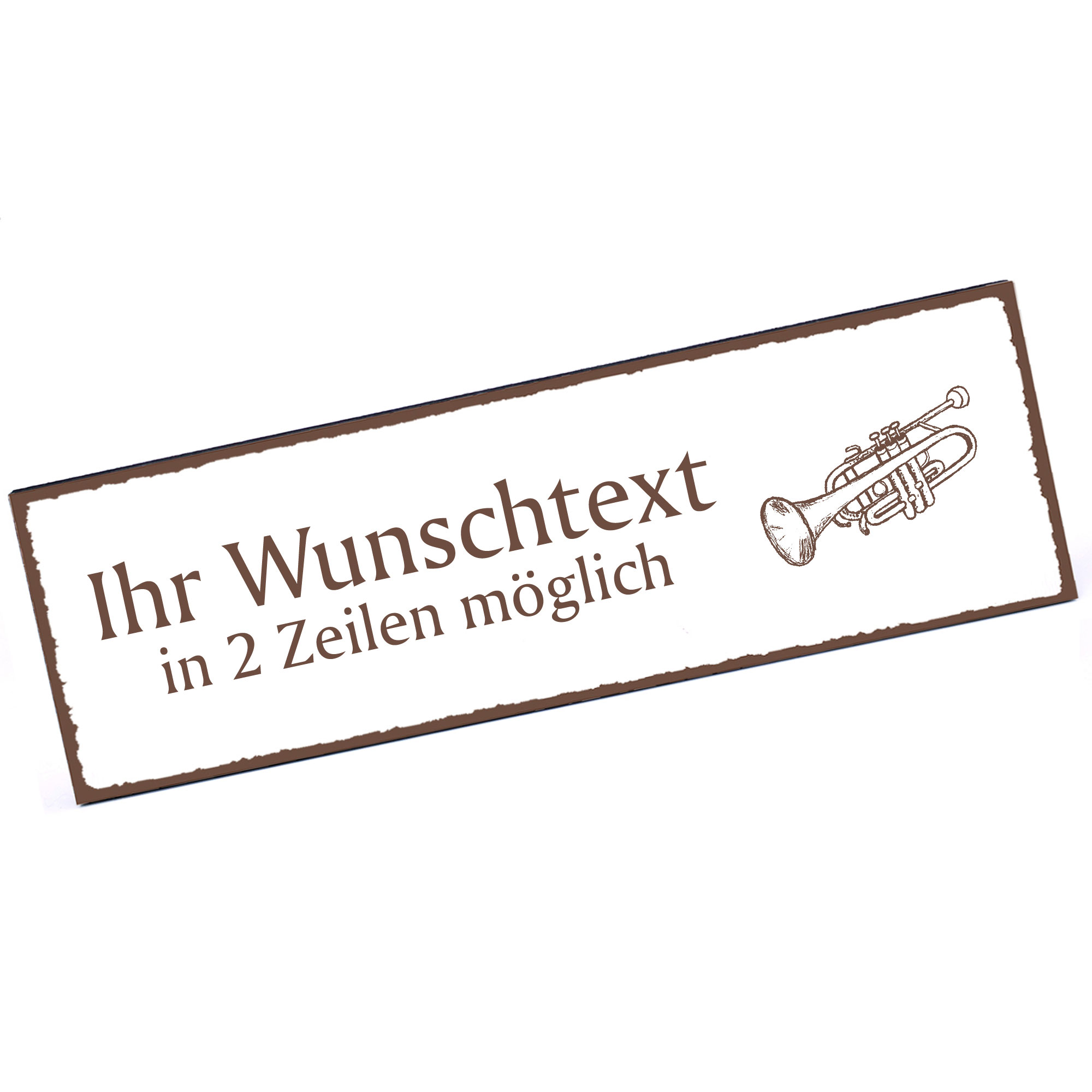 Türschild Trompete  Namensschild personalisiert mit Gravur - 150mm x 50mm - selbstklebend
