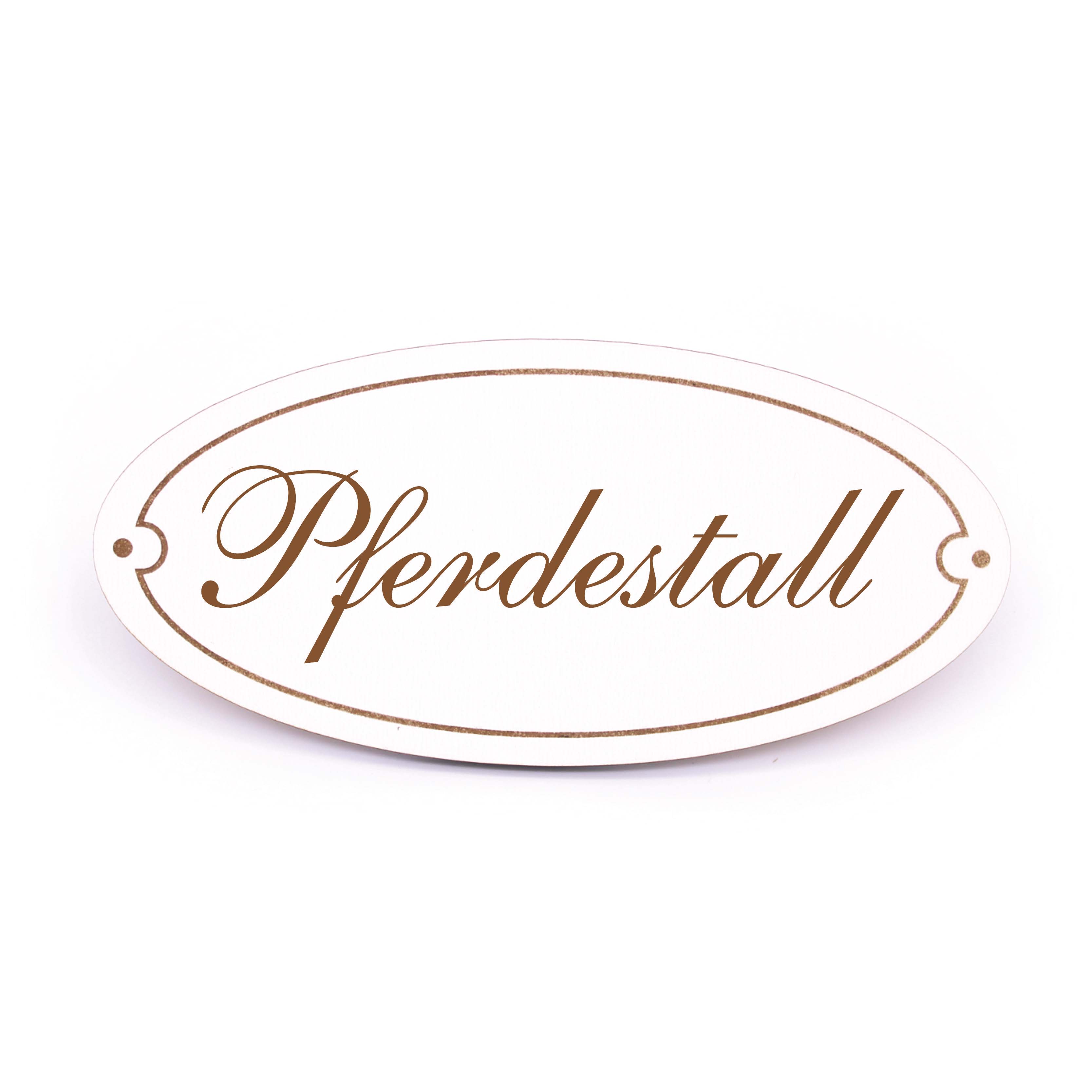 Ovales Türschild Pferdestall - selbstklebend - 15 x 7 cm