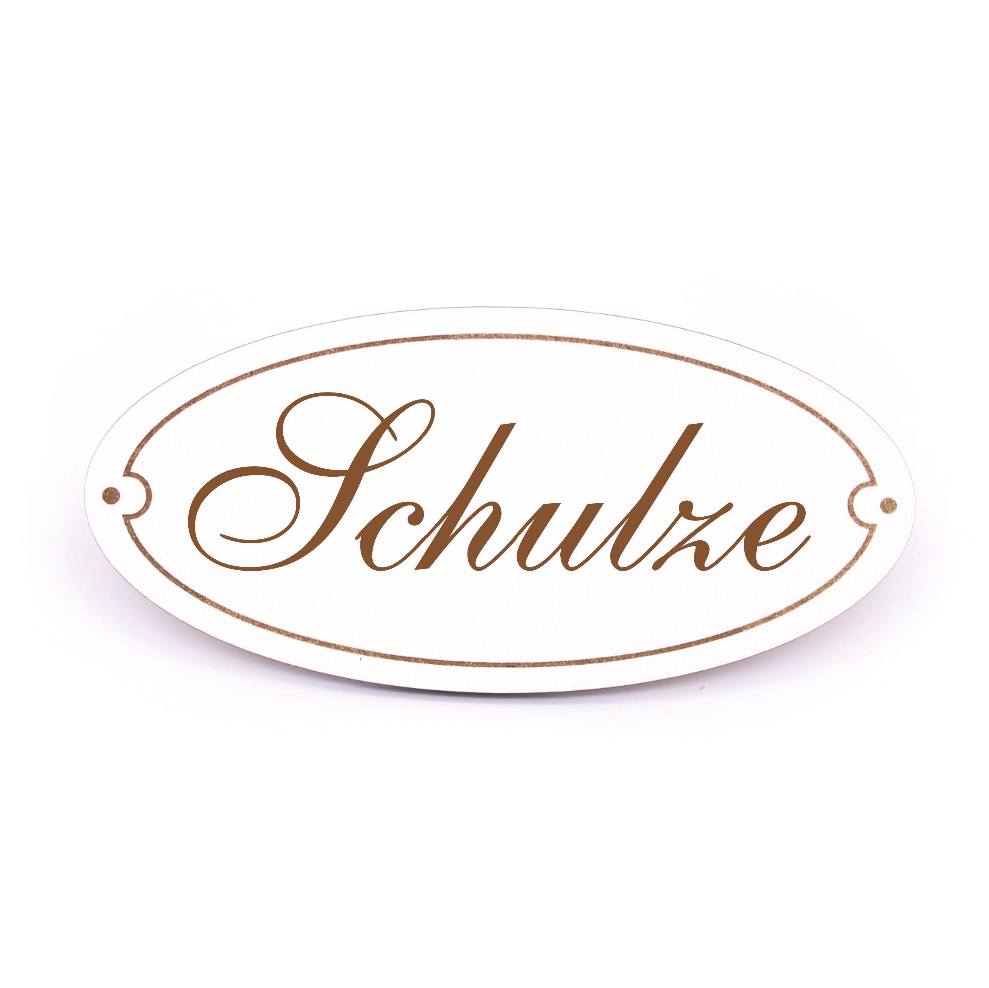 Ovales Türschild Schulze - selbstklebend - 15 x 7 cm