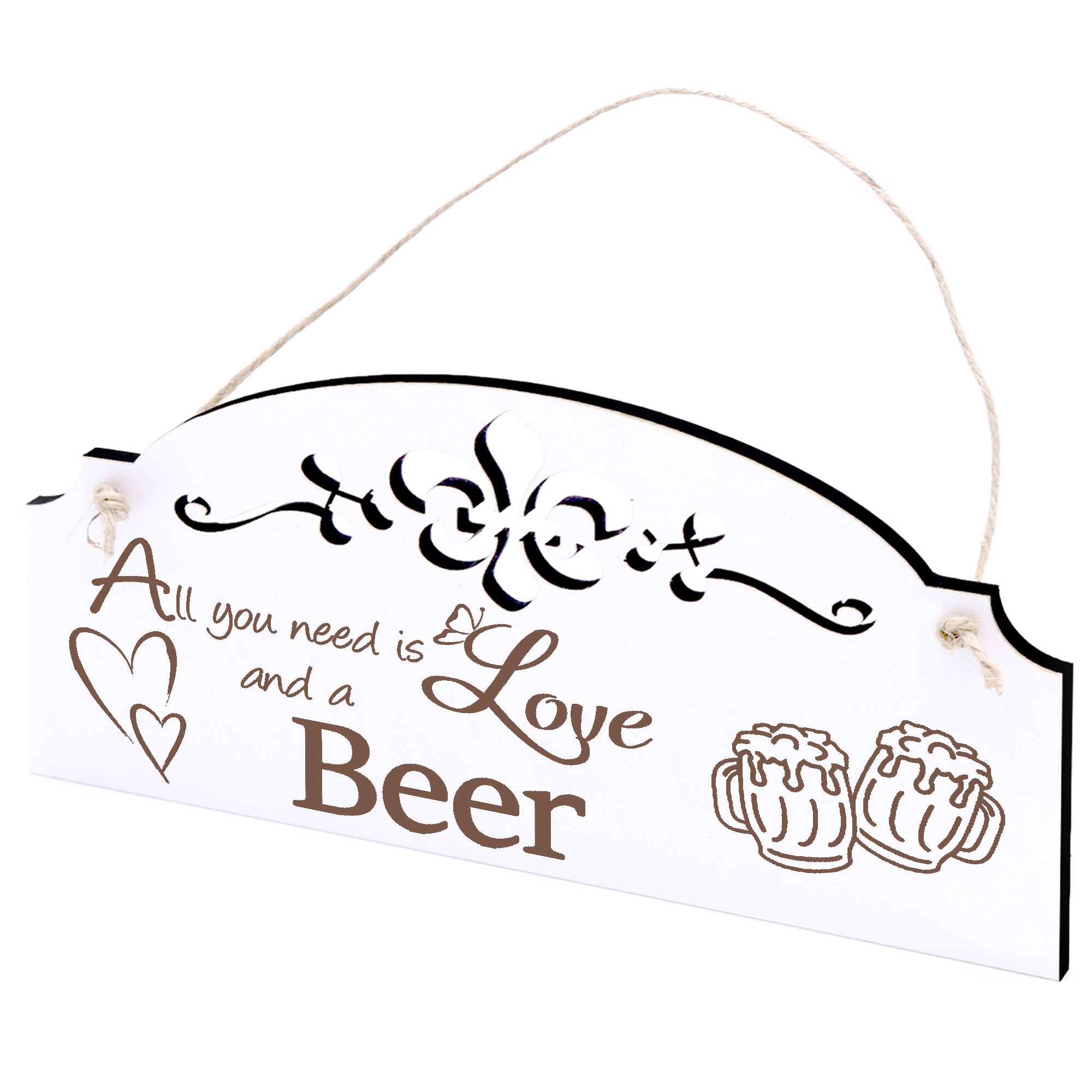 Schild Biergläser Deko 20x10cm - All you need is Love and a Beer - Holz