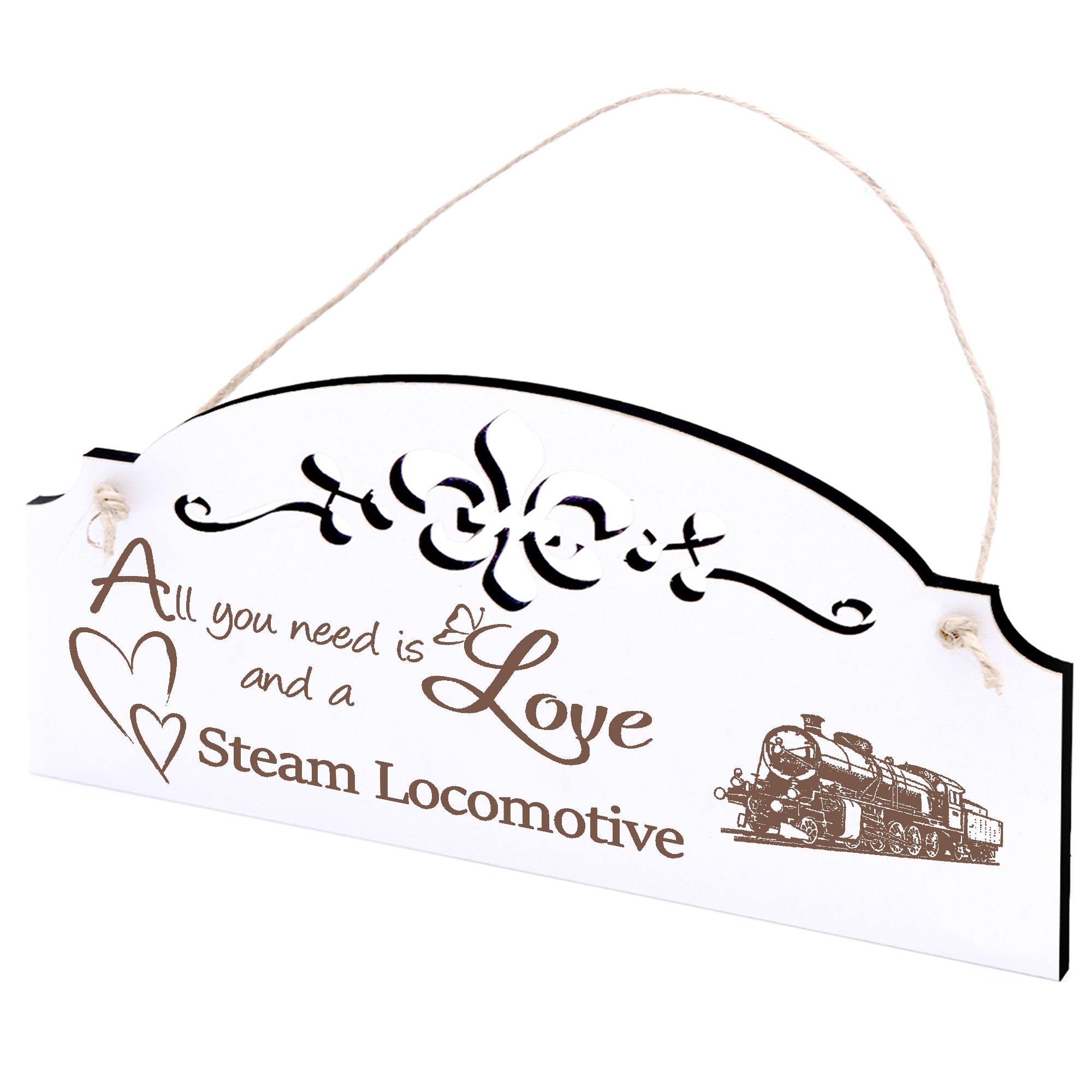 Schild Dampflok Deko 20x10cm - All you need is Love and a Steam Locomotive - Holz