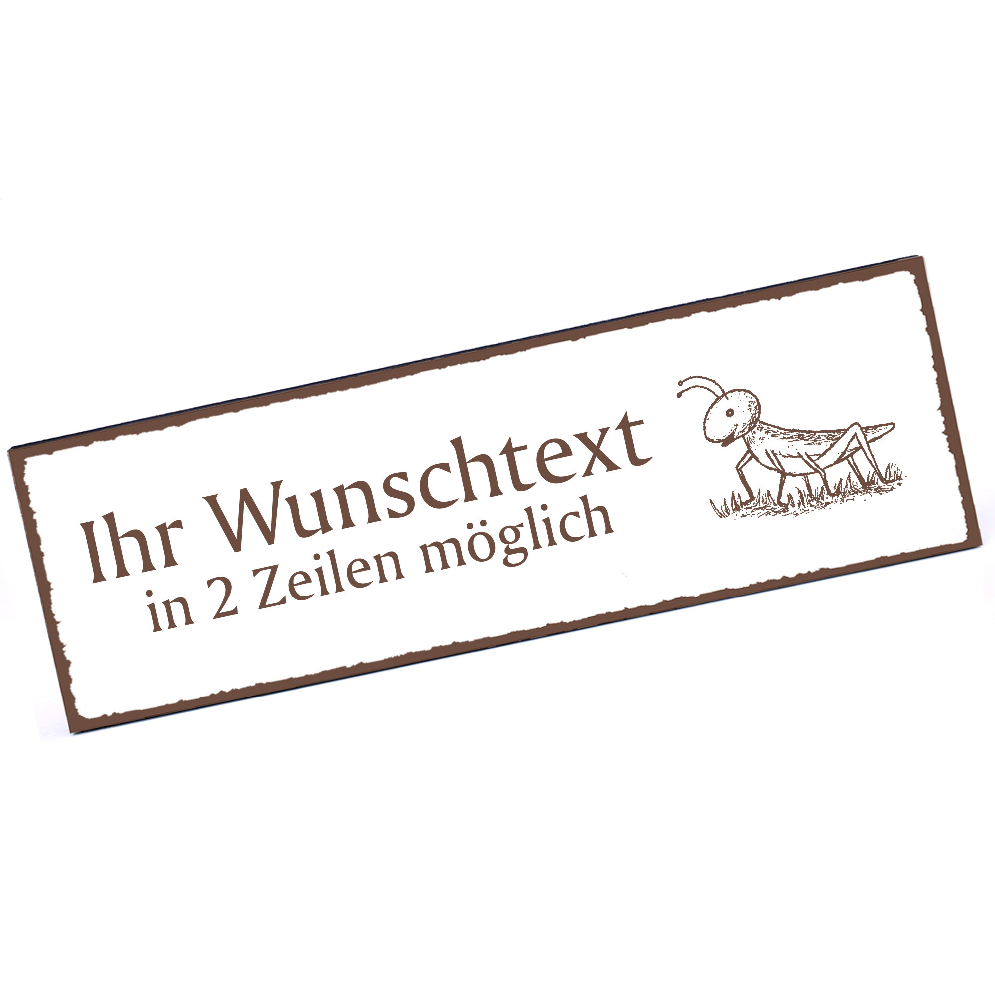 Türschild niedlicher Grashüpfer  Namensschild personalisiert mit Gravur - 150mm x 50mm - selbstklebe