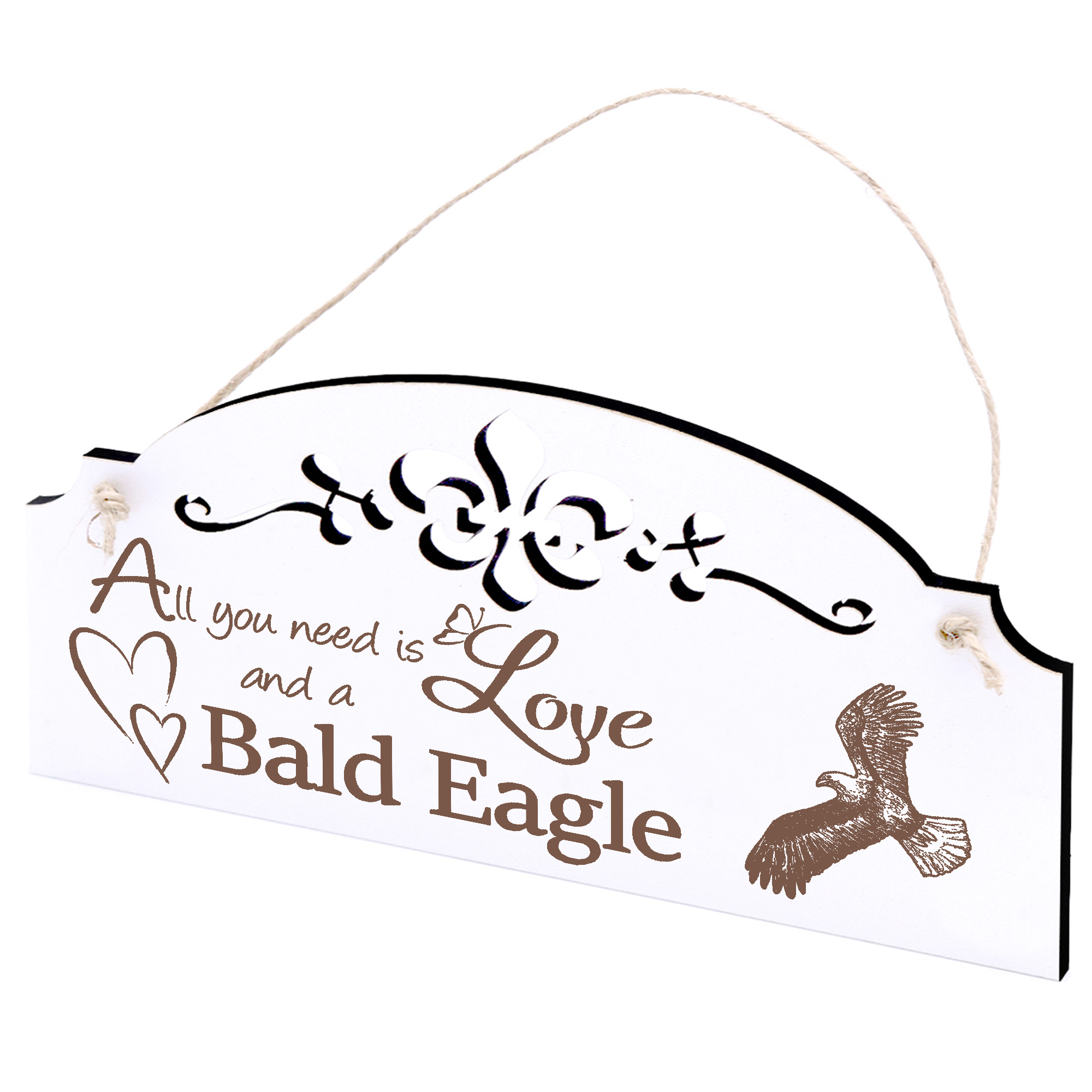 Schild Weisskopfseeadler Deko 20x10cm - All you need is Love and a Bald Eagle - Holz