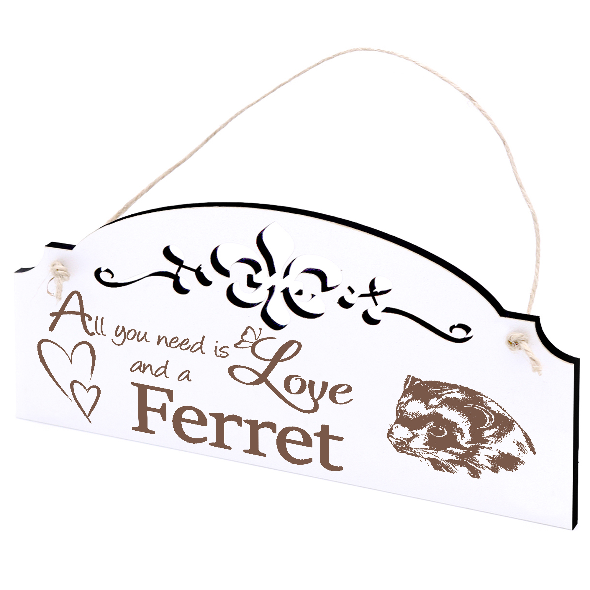 Schild Frettchen Deko 20x10cm - All you need is Love and a Ferret - Holz