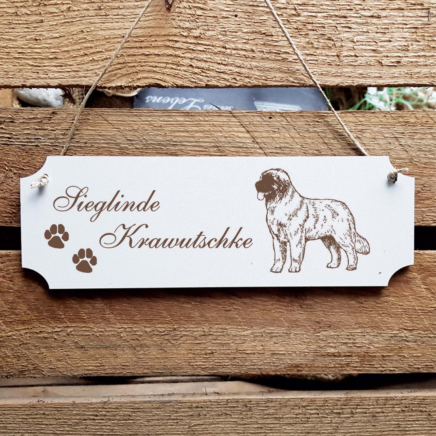 Schild « Leonberger » Namensschild Türschild zum Anhängen - 20 x 6,7 cm
