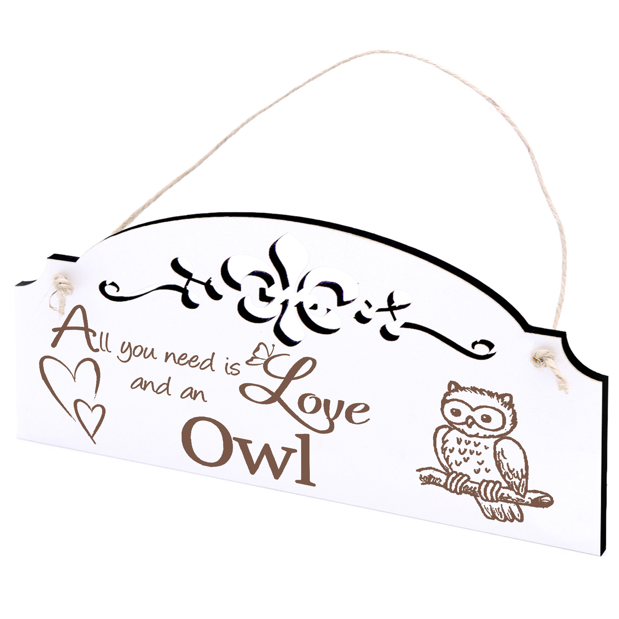 Schild niedliche Eule Deko 20x10cm - All you need is Love and an Owl - Holz