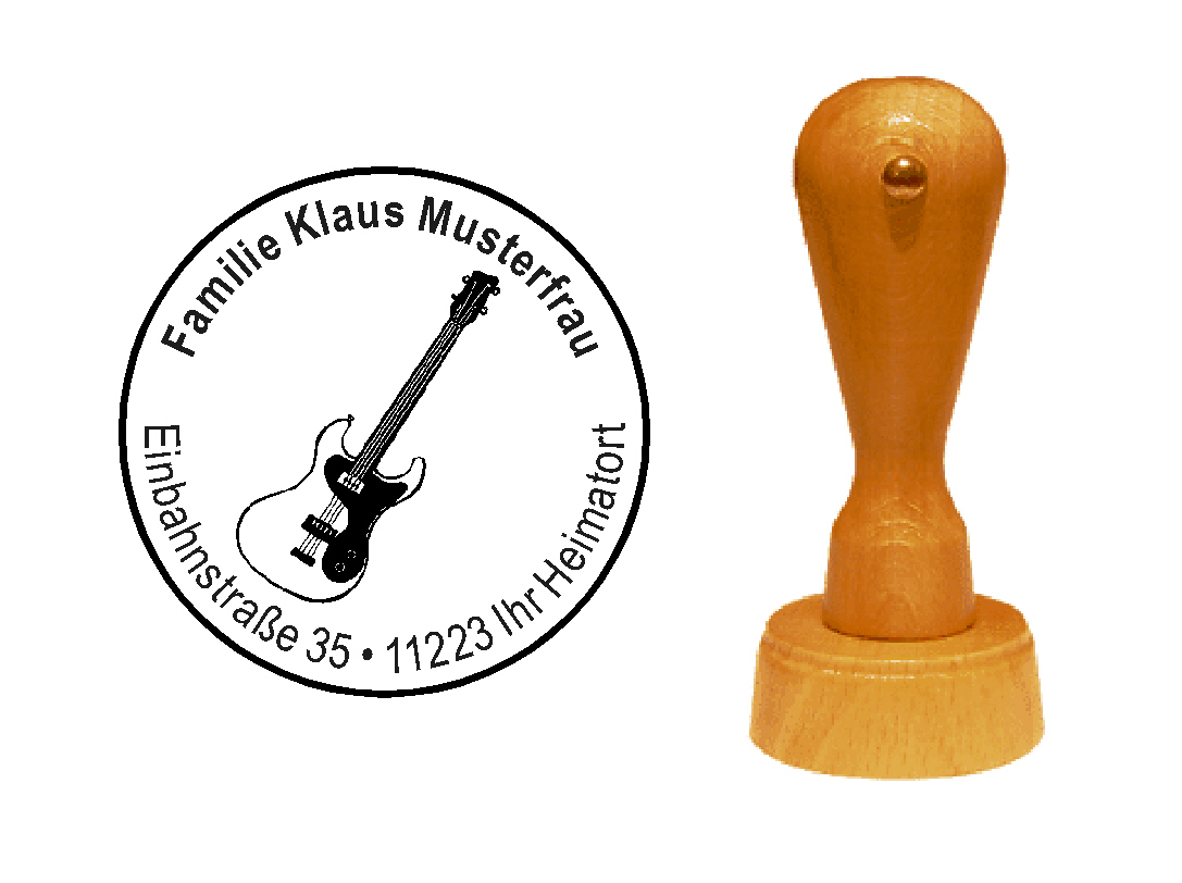 « Gitarre 2 » Holzstempel mit persönlichem Wunschtext