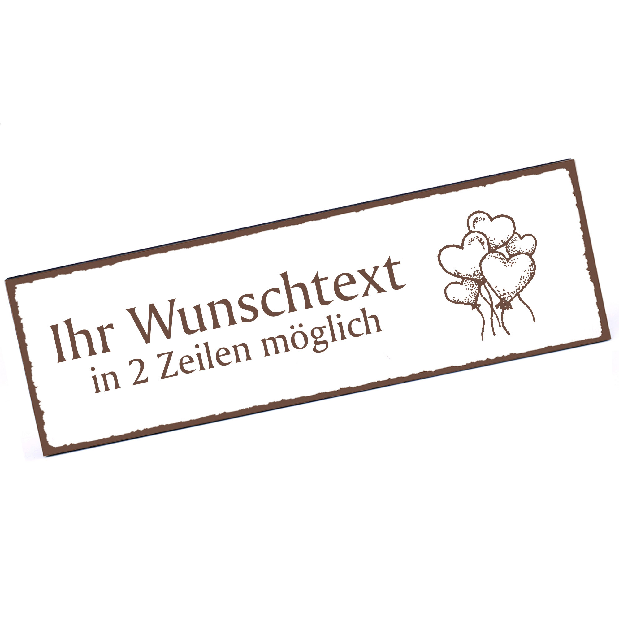 Türschild Herzluftballons  Namensschild personalisiert mit Gravur - 150mm x 50mm - selbstklebend