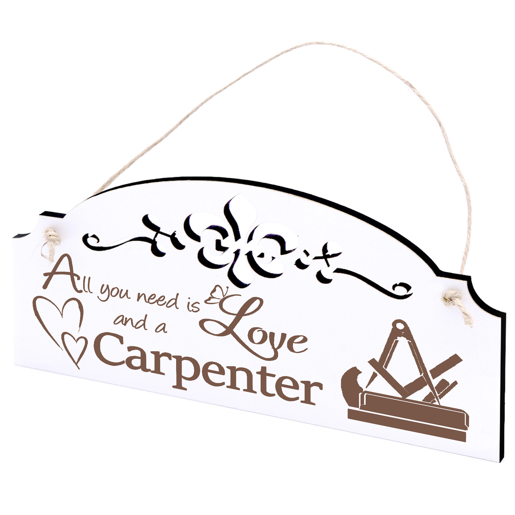 Schild Tischler Deko 20x10cm - All you need is Love and a Carpenter - Holz