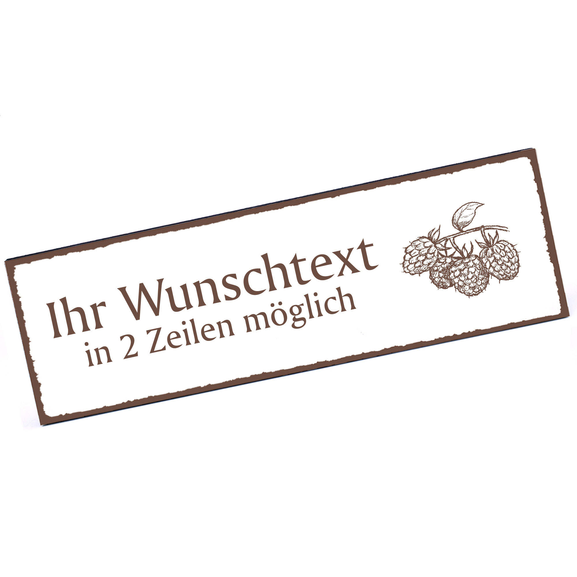 Türschild Himbeere  Namensschild personalisiert mit Gravur - 150mm x 50mm - selbstklebend
