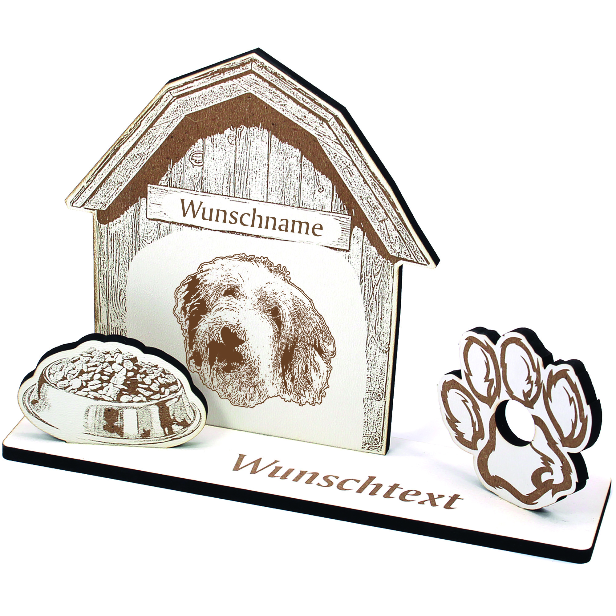 Geldgeschenk Hund Bobtail  - personalisiert 20x14cm