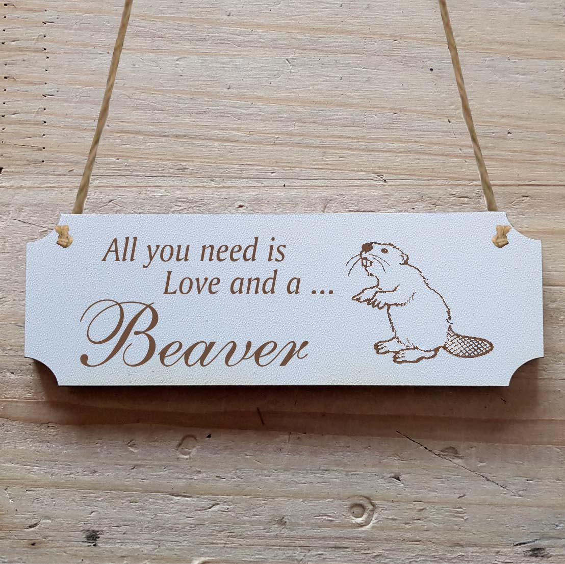 Dekoschild « All you need is Love and a Beaver » Biber 2