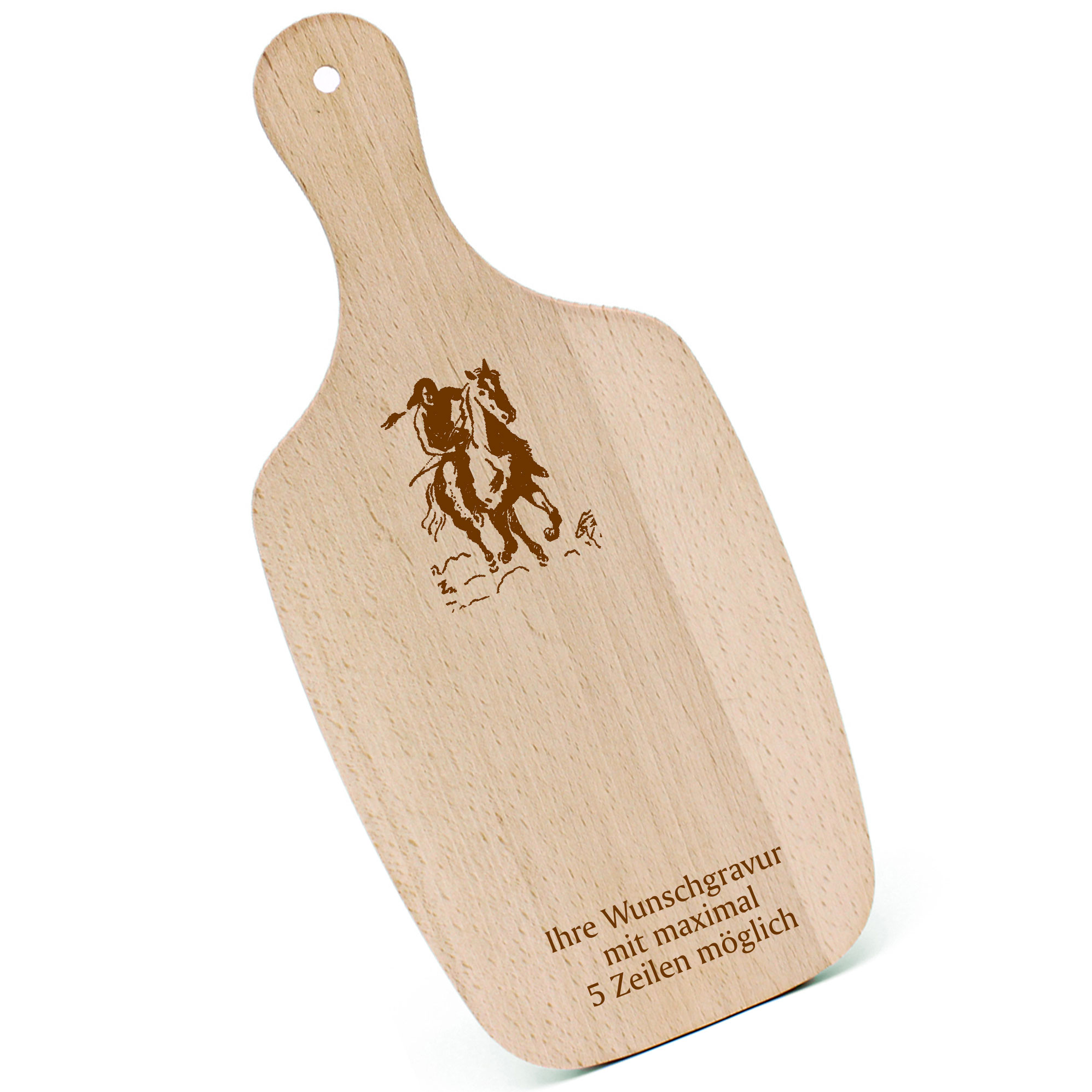 Schneidebrett Frühstücksbrettchen - Indianer - mit Griff 330x150mm